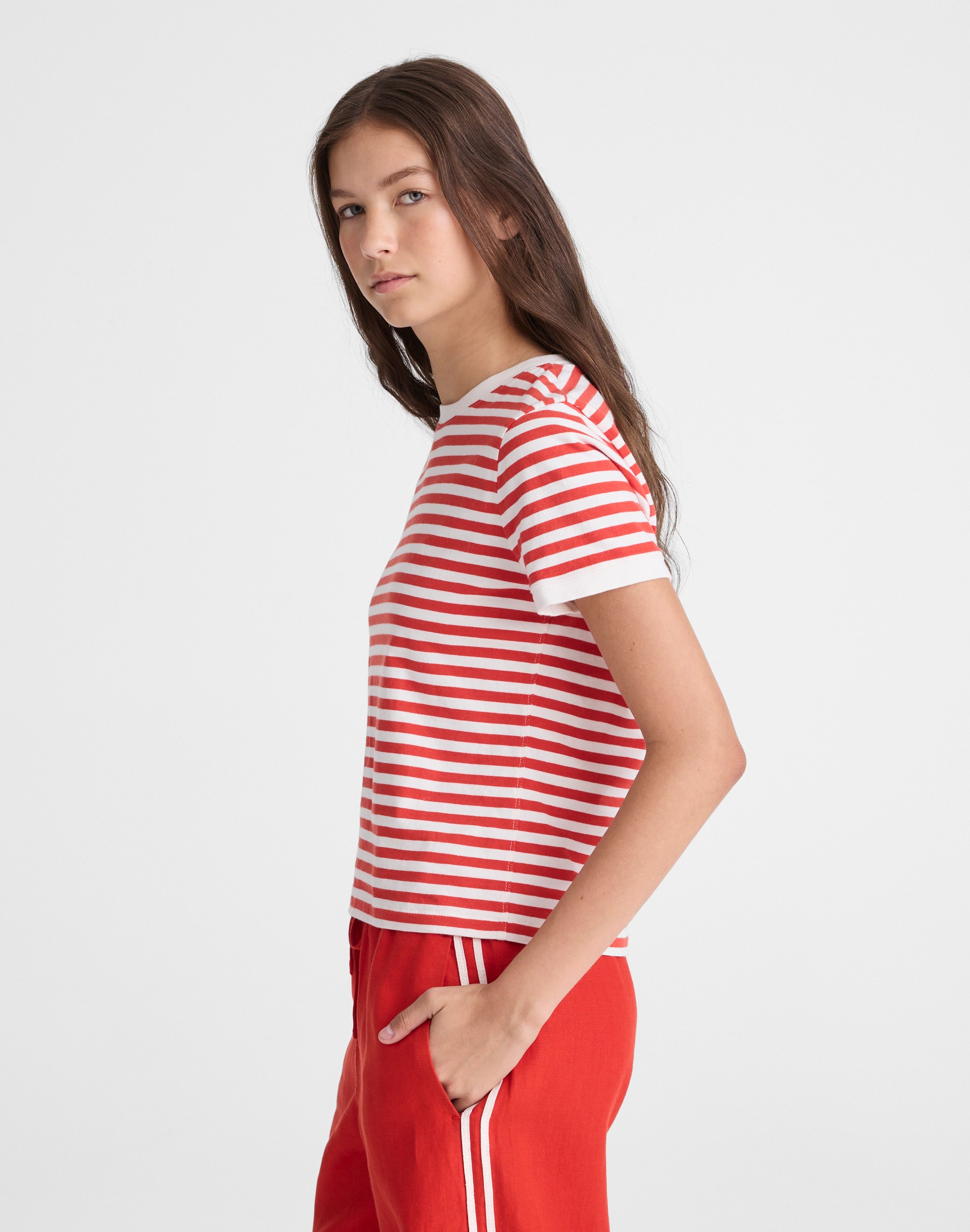 The Perfect Crewneck Baby Tee in Allday Jersey