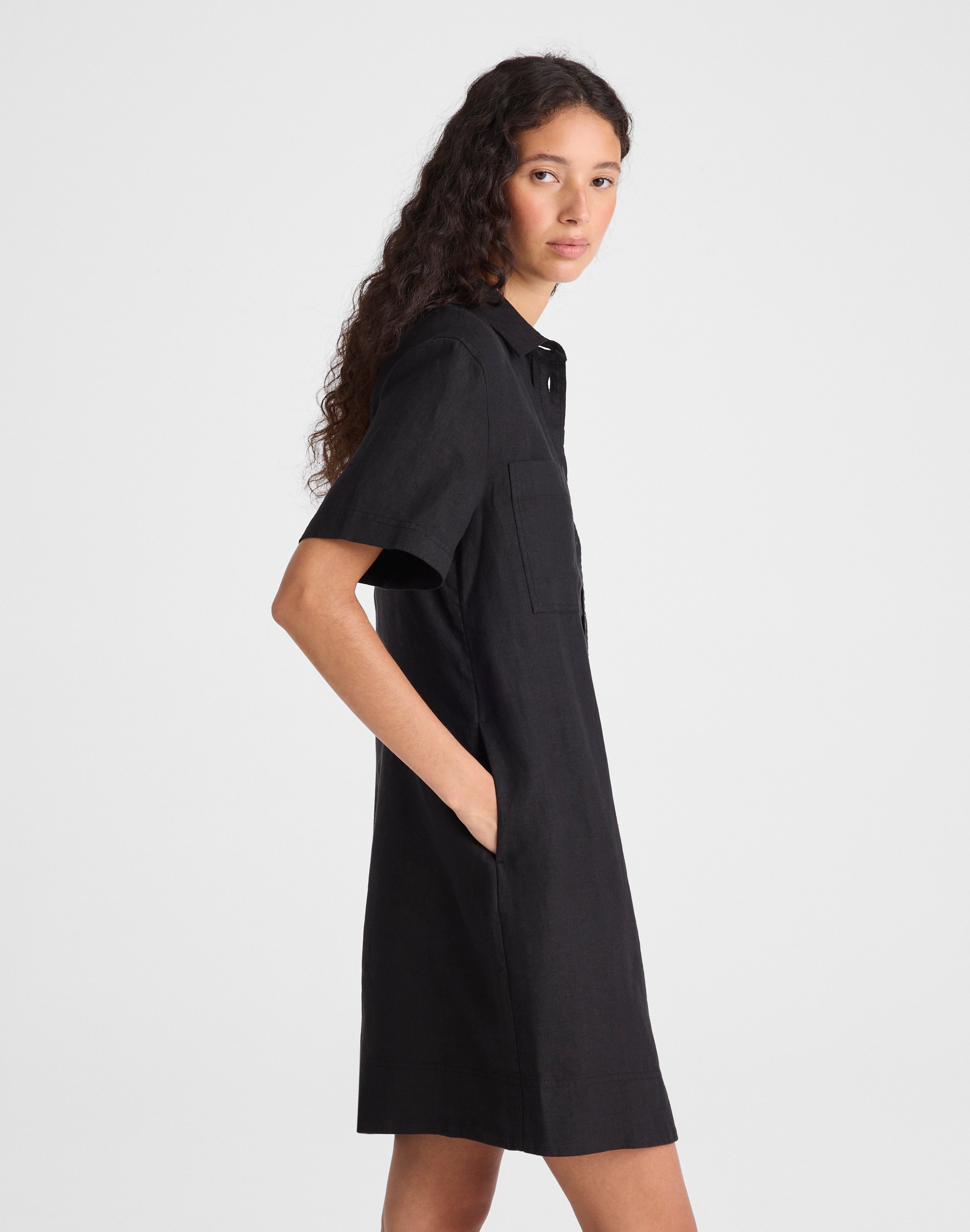 Relaxed Mini Shirtdress in 100% Linen