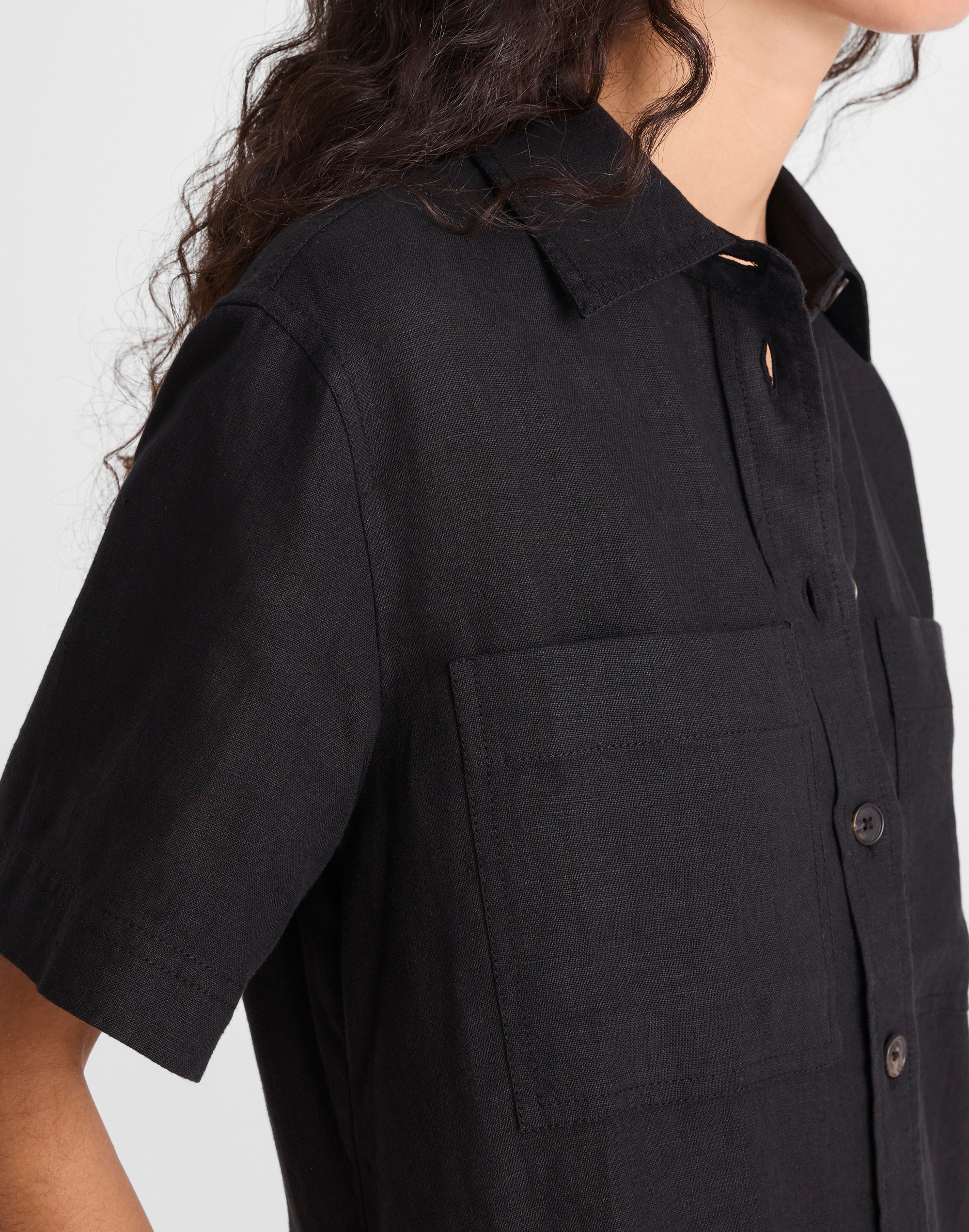 Relaxed Mini Shirtdress in 100% Linen