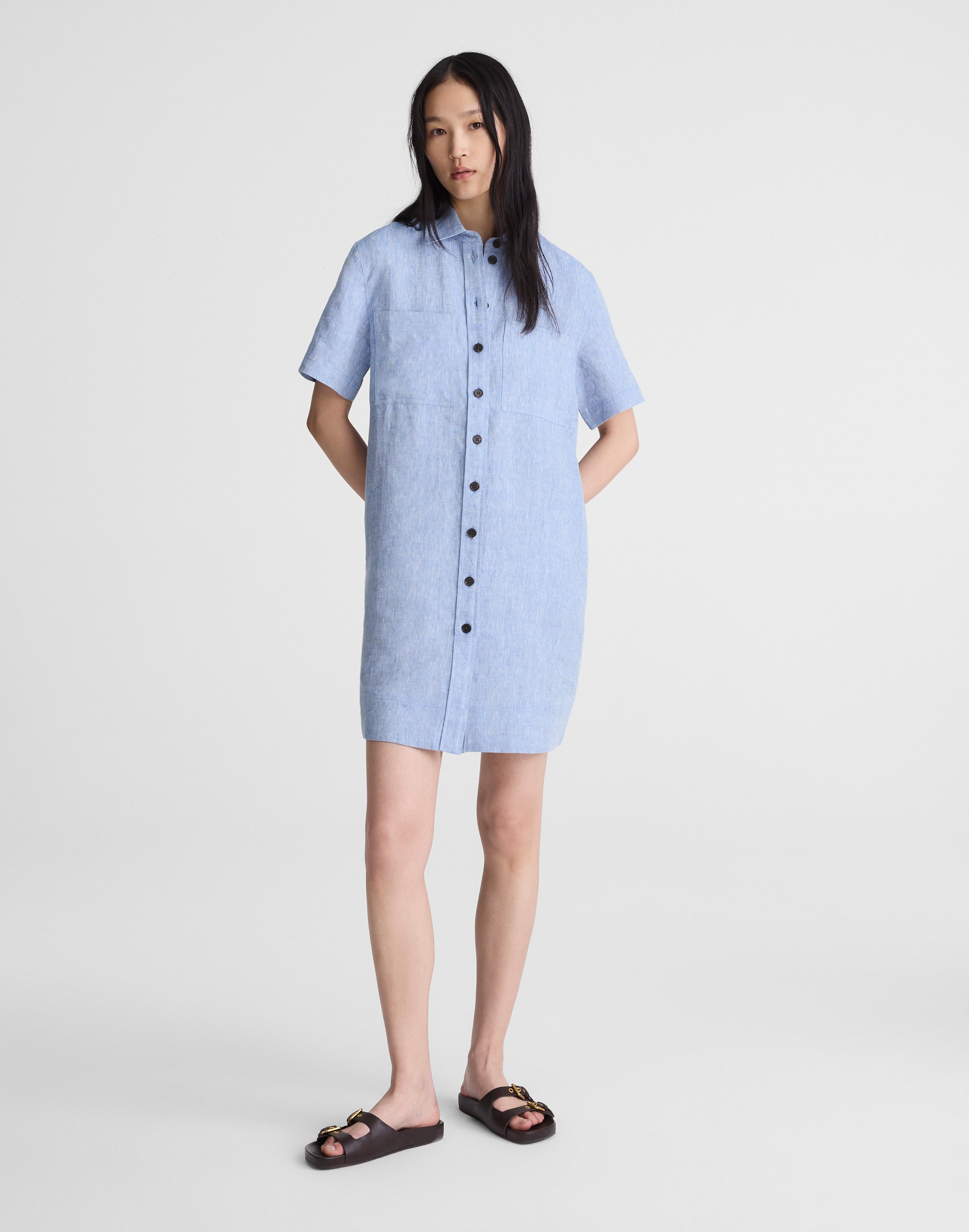 Relaxed Mini Shirtdress in 100% Linen