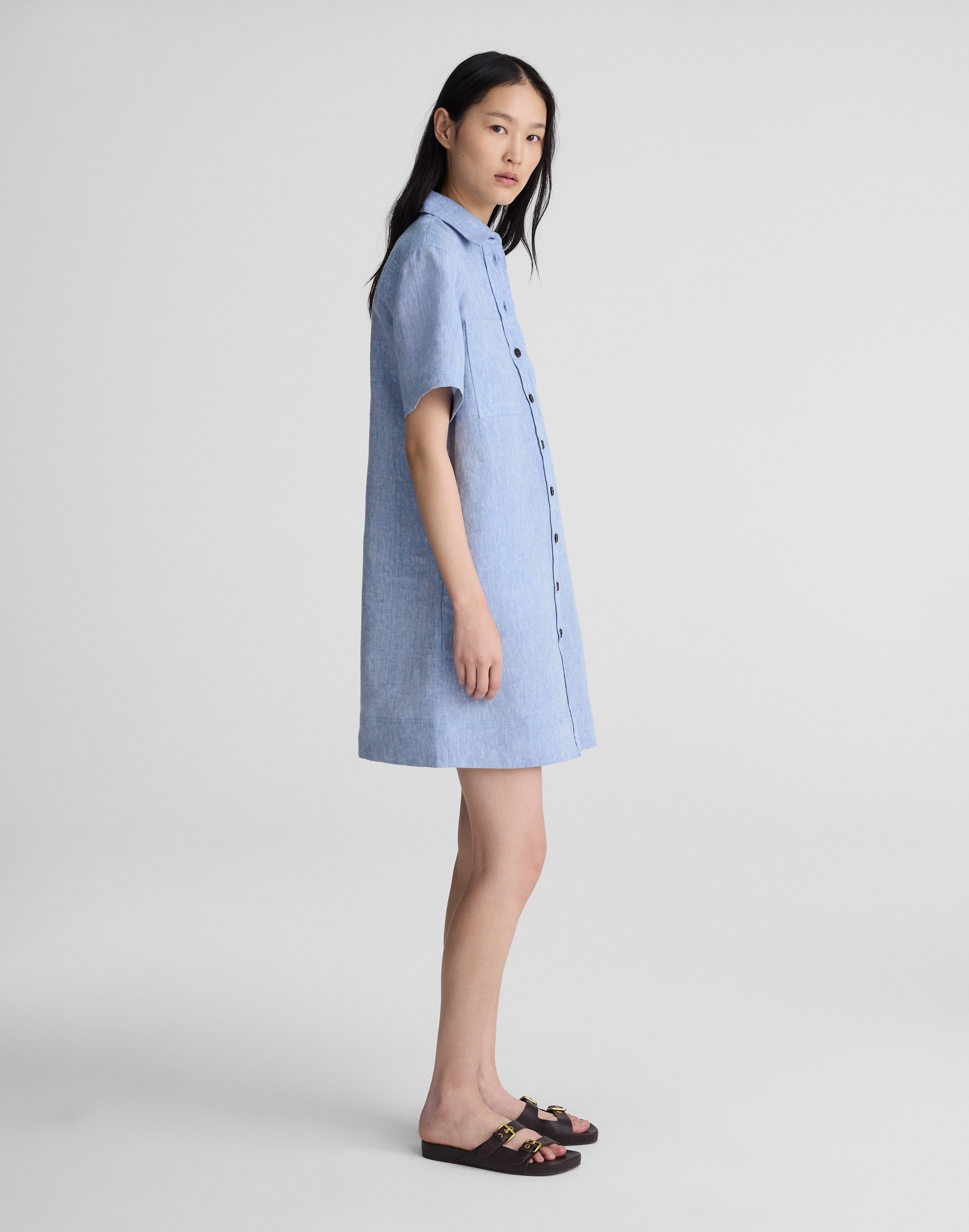 Relaxed Mini Shirtdress in 100% Linen