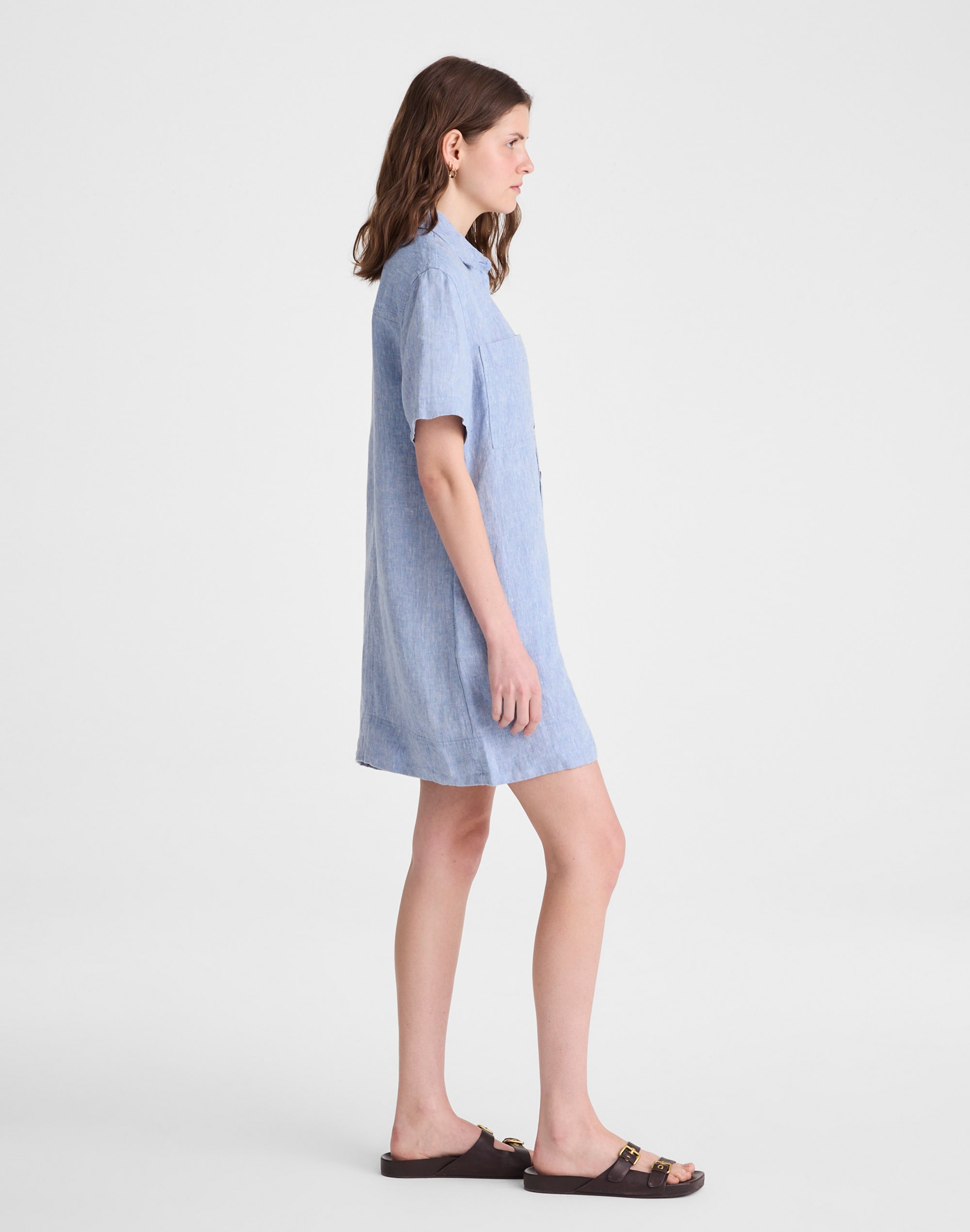 Relaxed Mini Shirtdress in 100% Linen