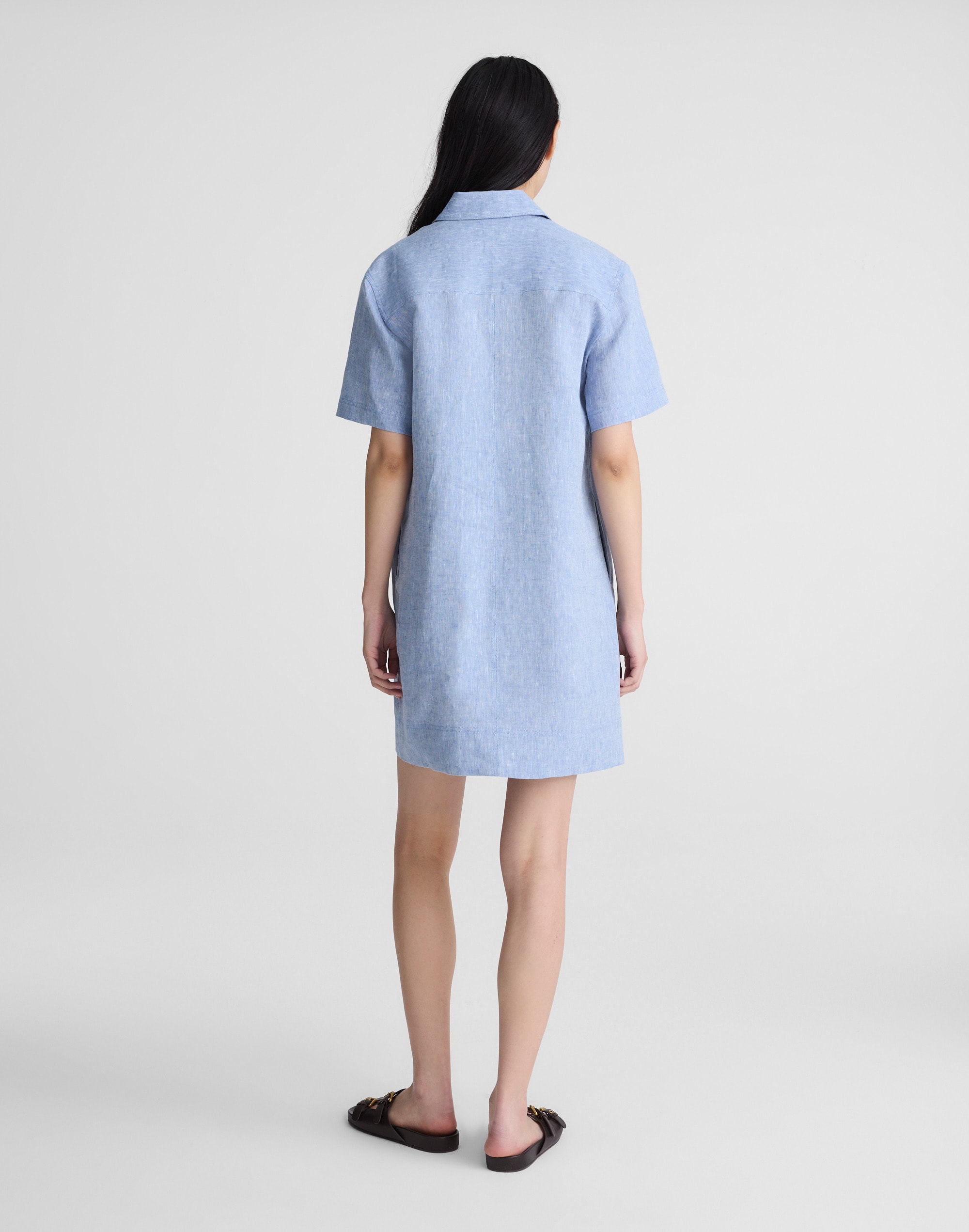 Relaxed Mini Shirtdress in 100% Linen
