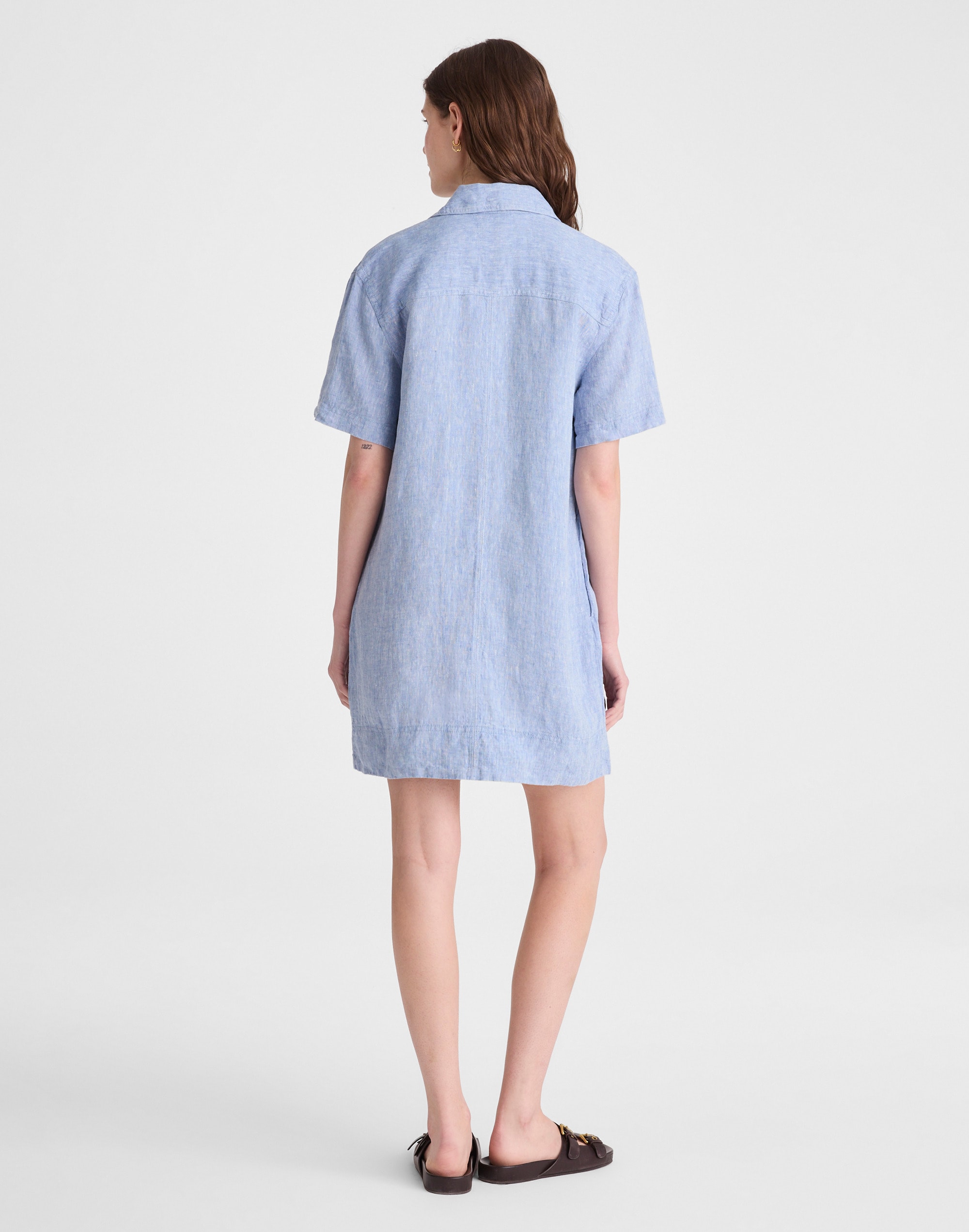Relaxed Mini Shirtdress in 100% Linen