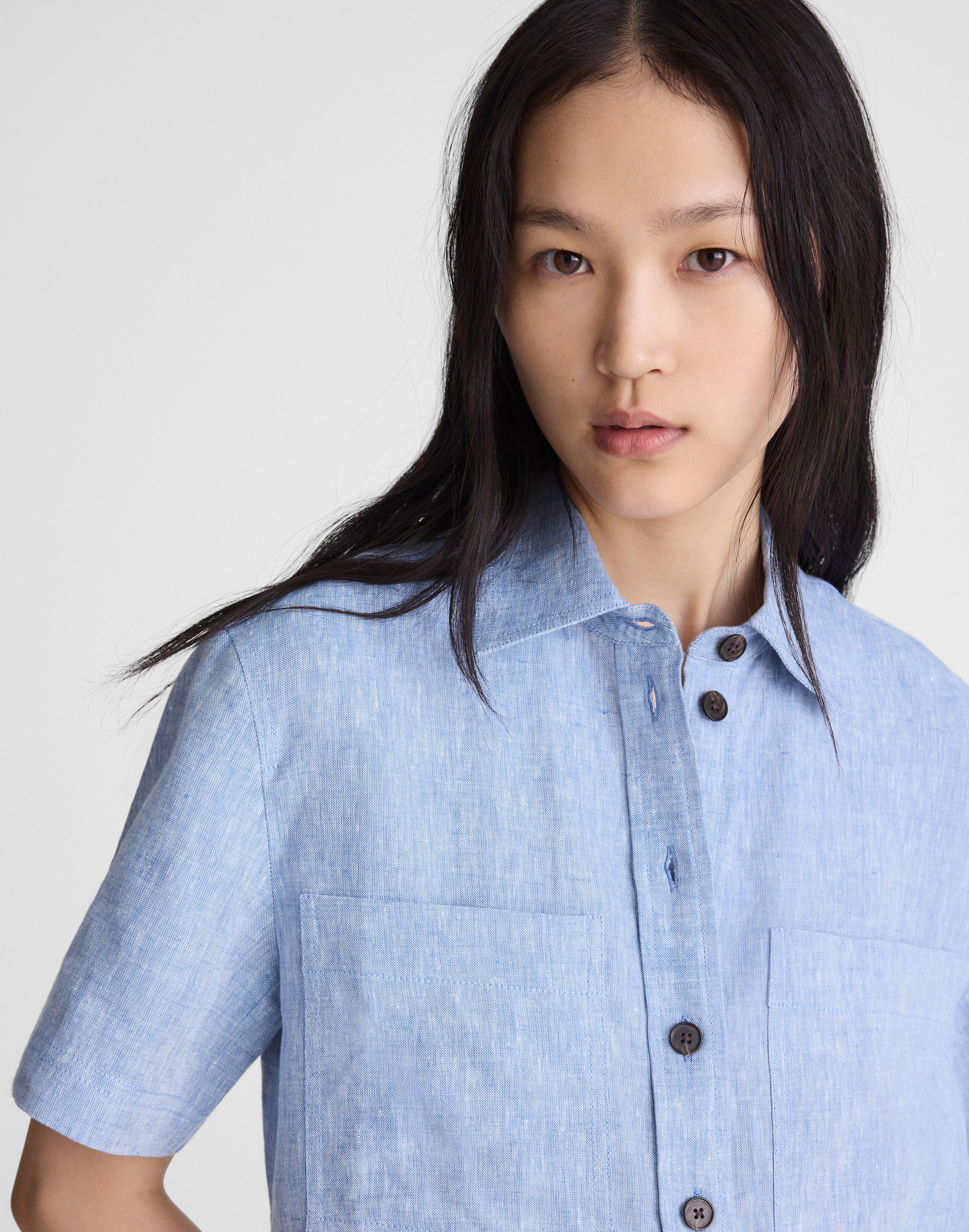 Relaxed Mini Shirtdress in 100% Linen