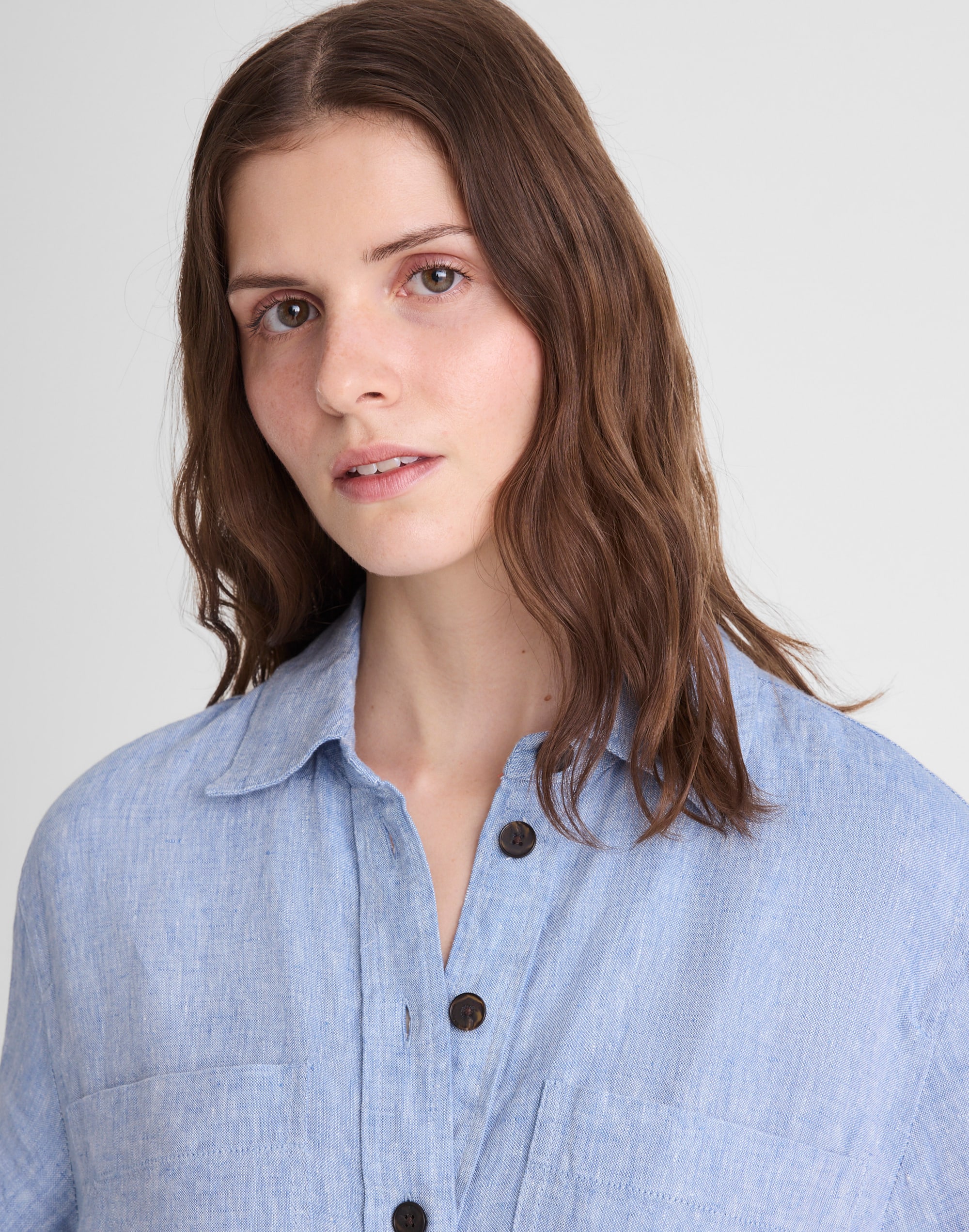 Relaxed Mini Shirtdress in 100% Linen