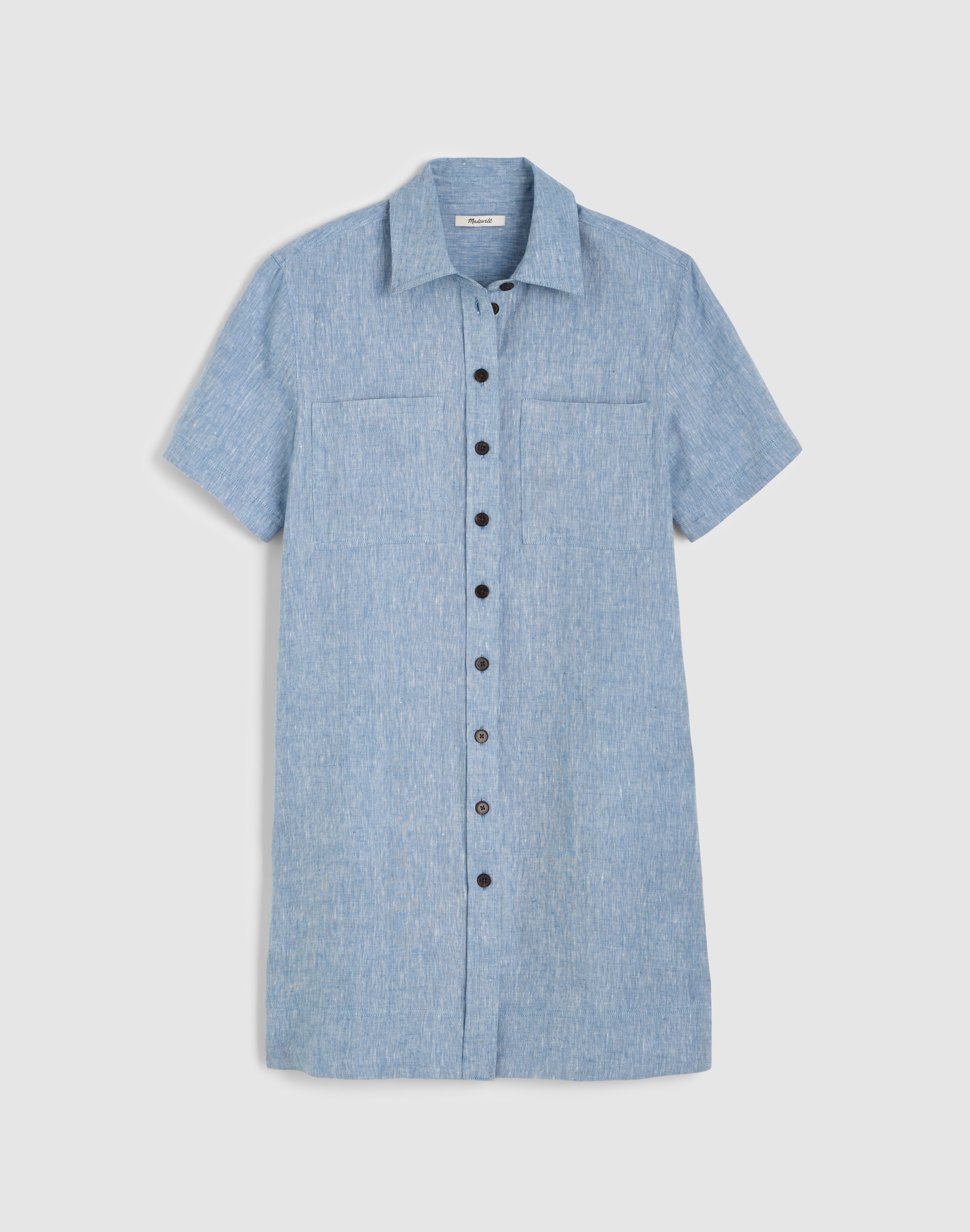 Relaxed Mini Shirtdress in 100% Linen