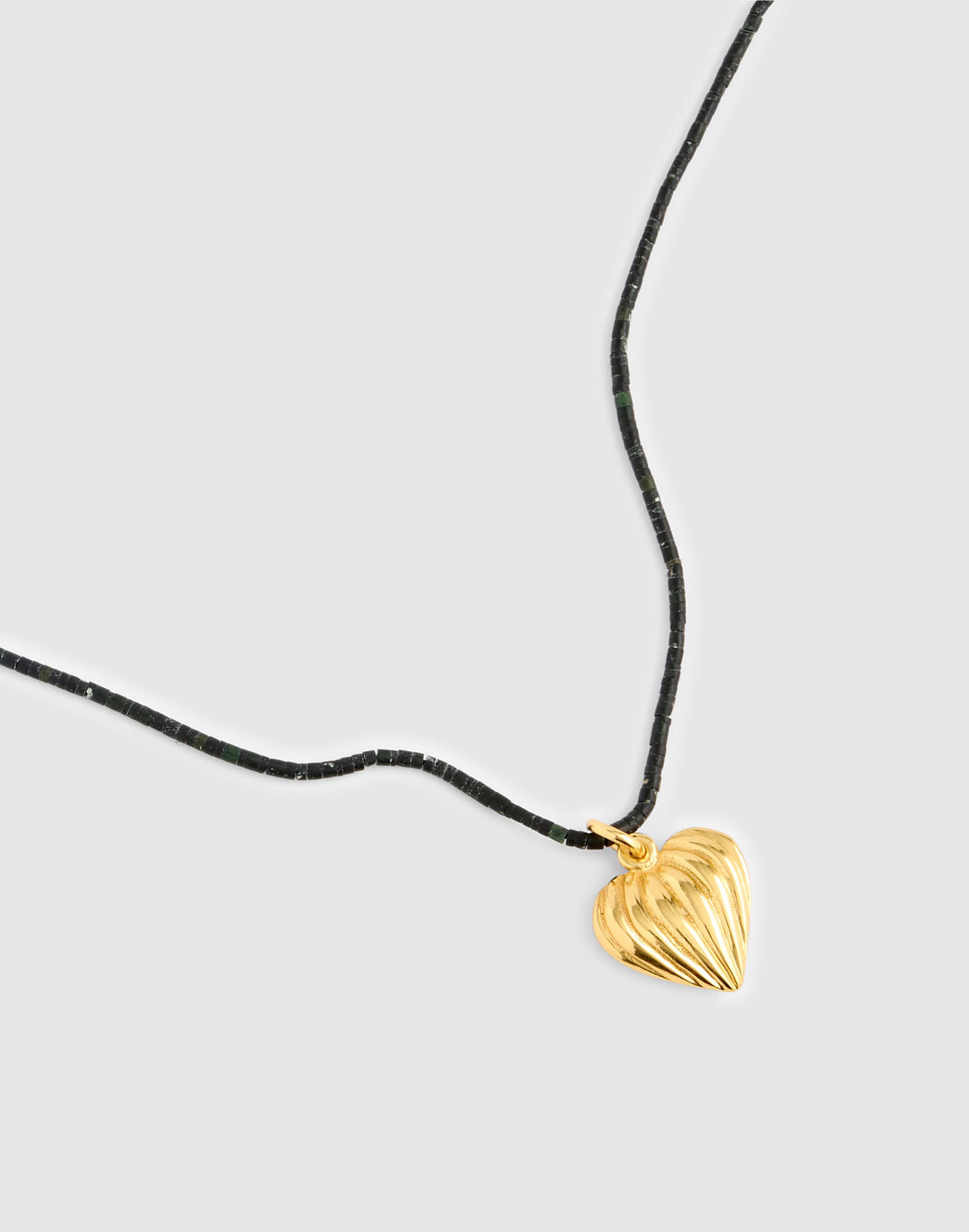 Madewell Heart Charm Beaded Necklace In Black