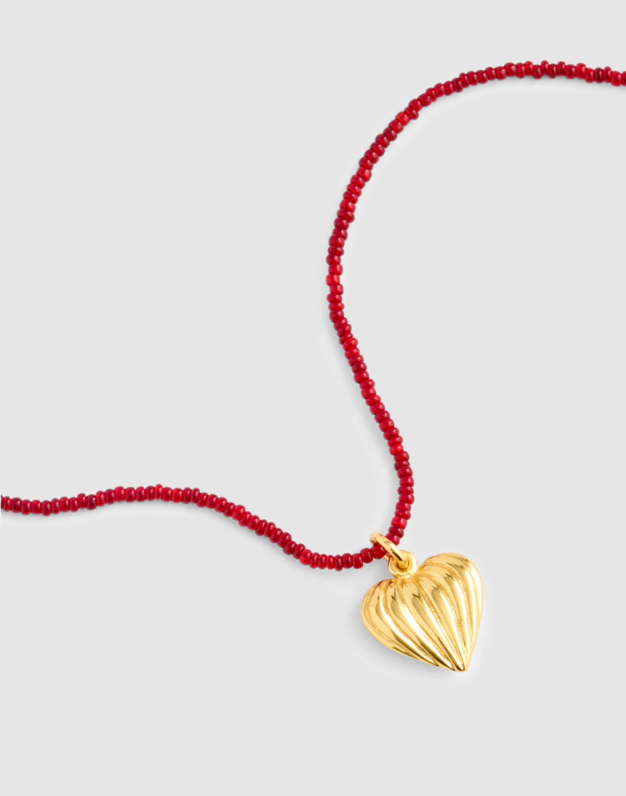Madewell Heart Charm Beaded Necklace In Red
