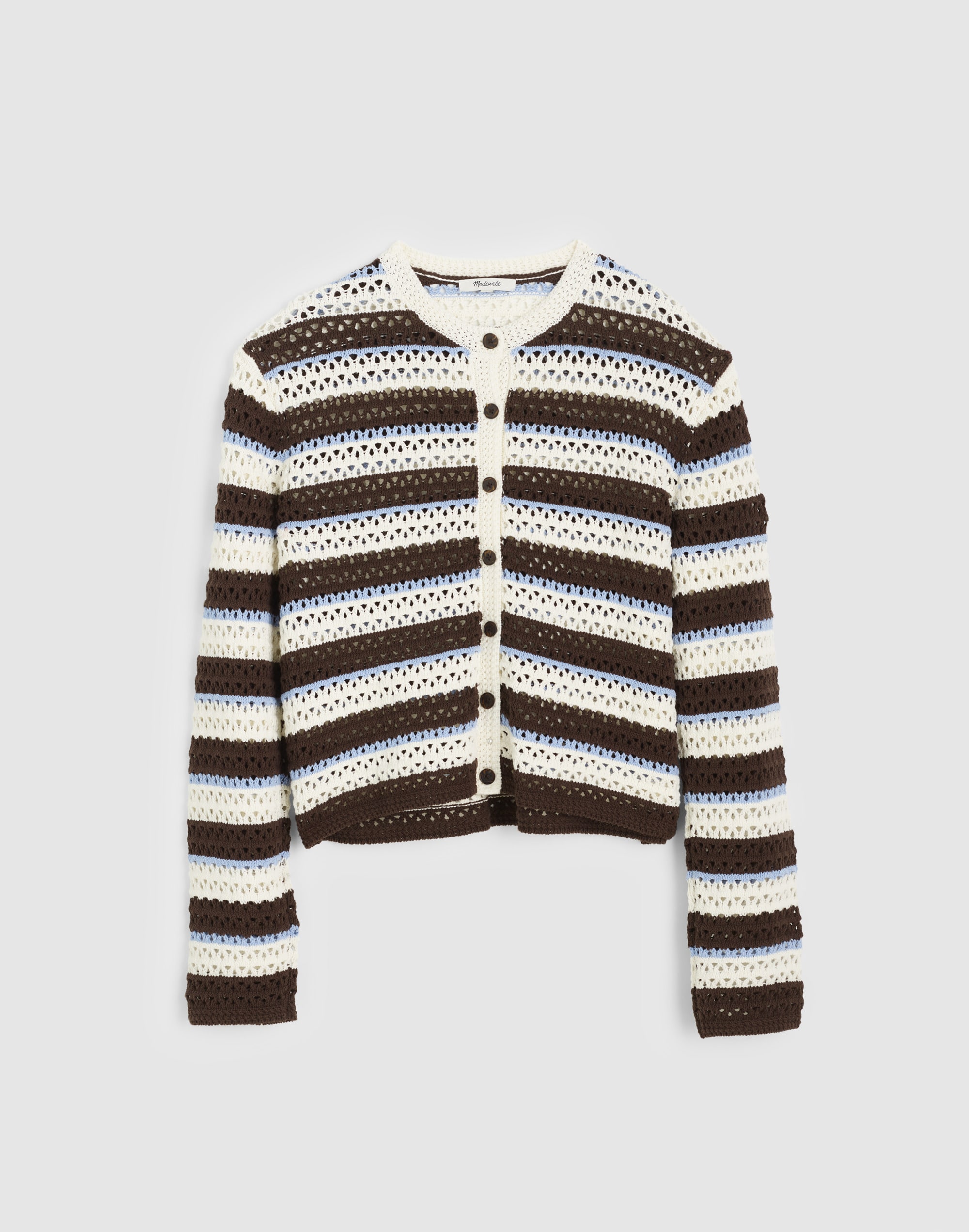 Open-Stitch Crewneck Sweater