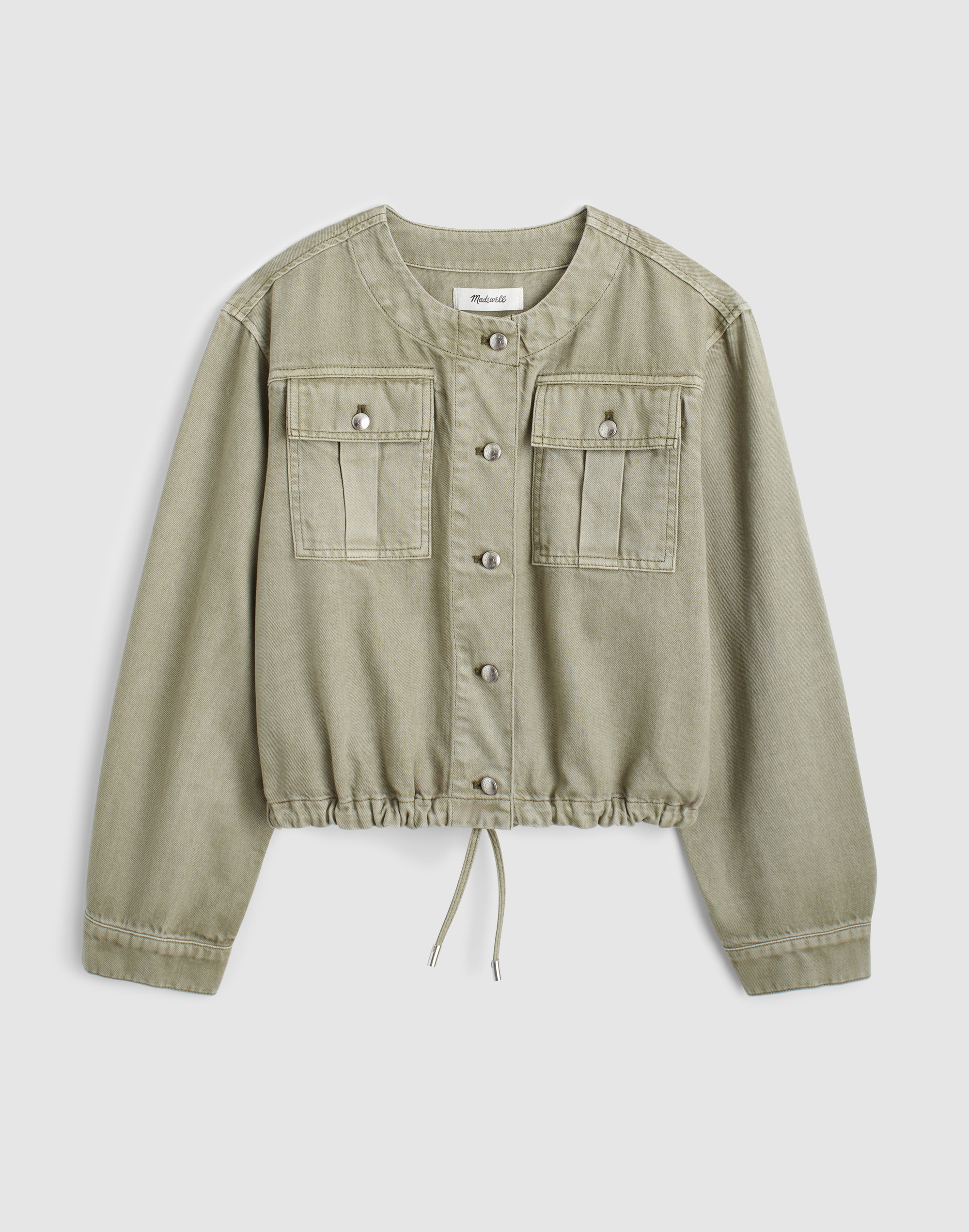 Drawstring Utility Jacket in Airy Denim