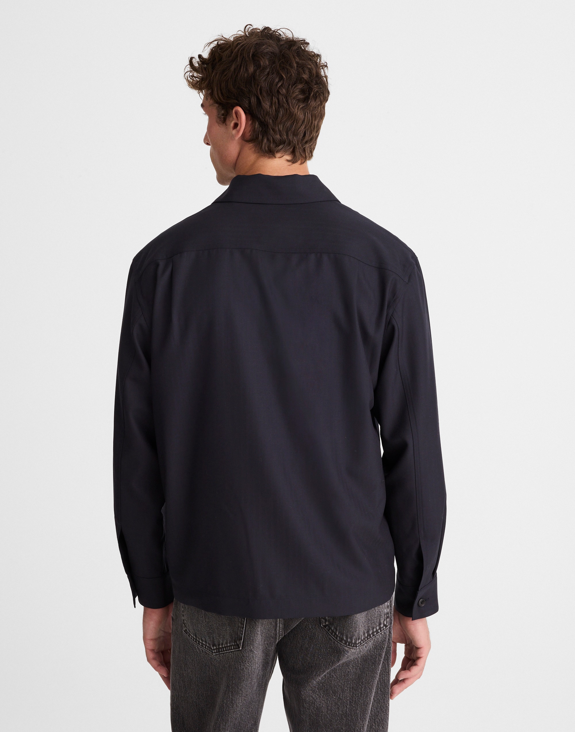 Overshirt in Wool-Blend Herringbone