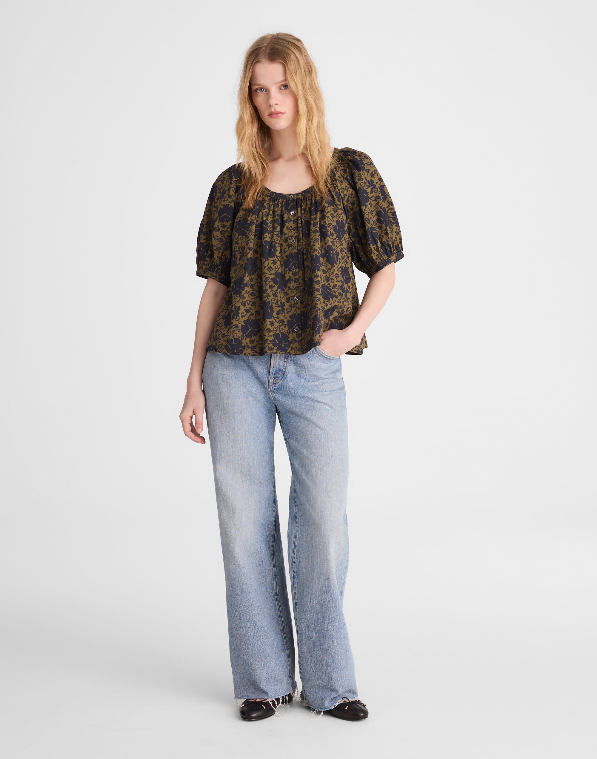 Puff-Sleeve A-Line Top