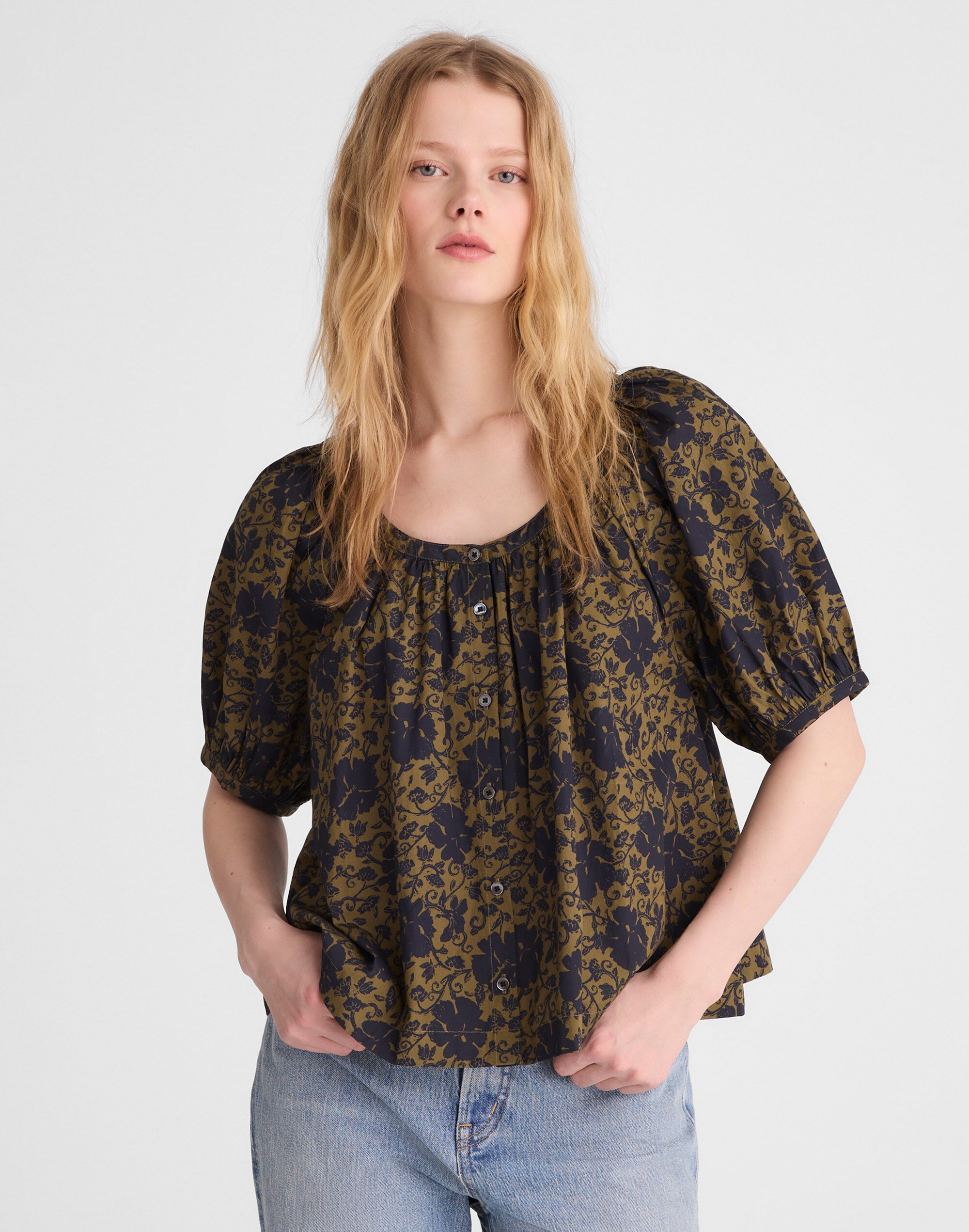 Puff-Sleeve A-Line Top