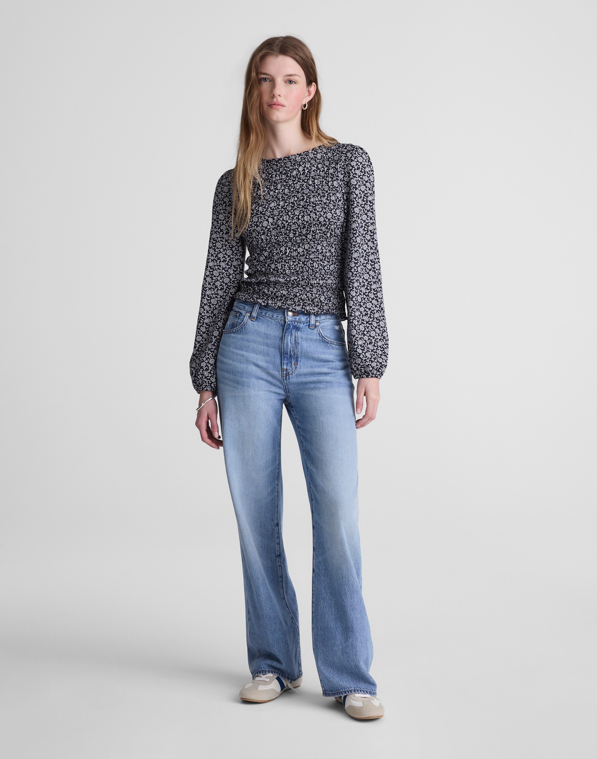 Smocked Boatneck Top