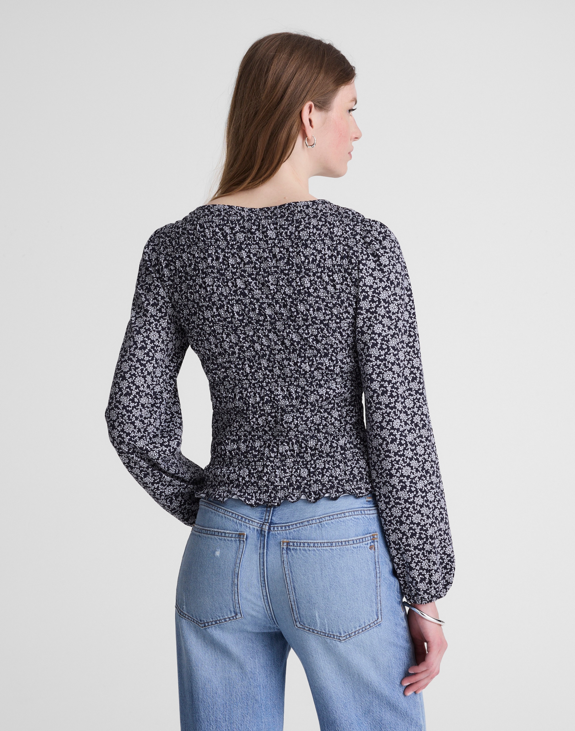 Smocked Boatneck Top