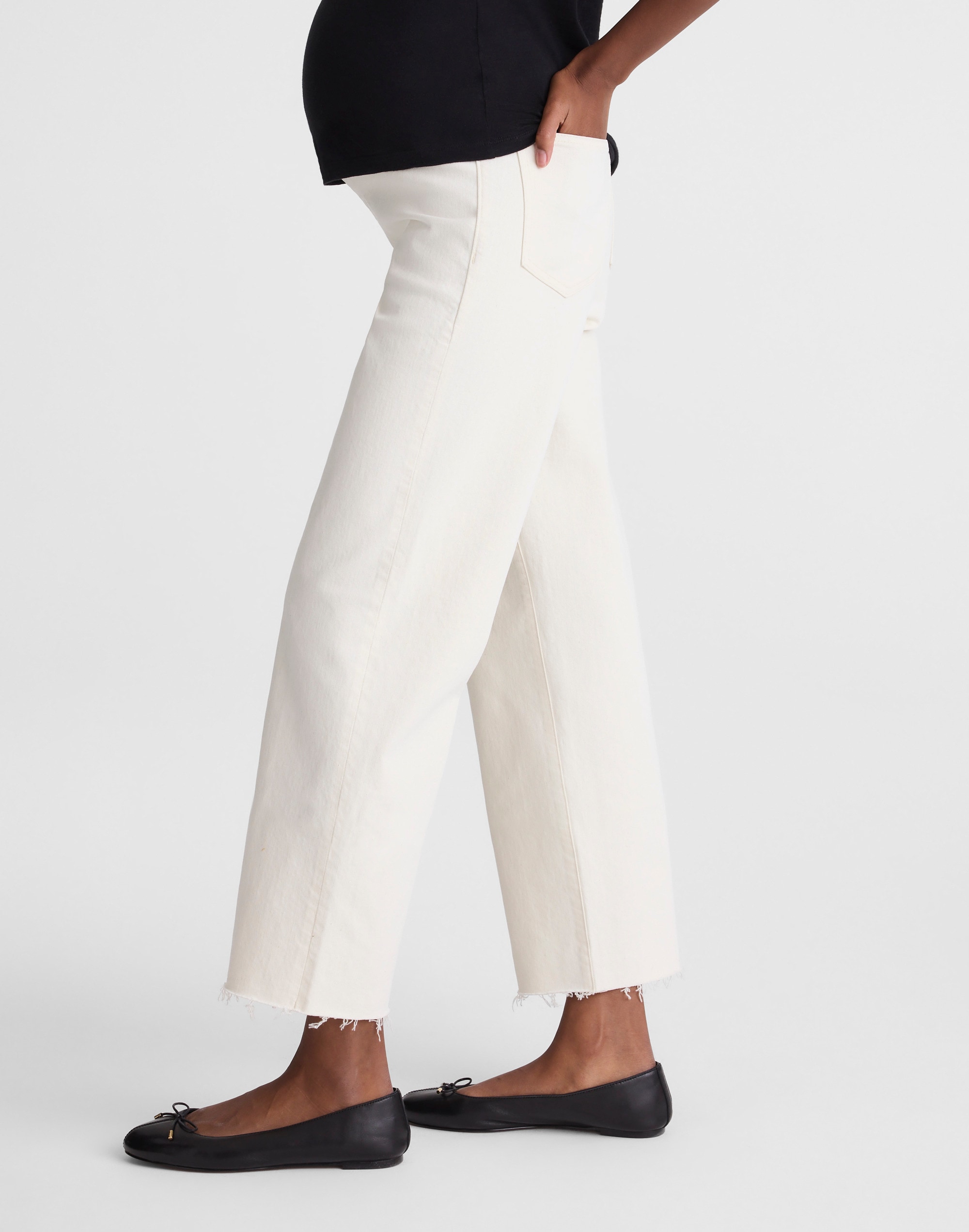 The Maternity Perfect Vintage Wide-Leg Crop Jean in Vintage Canvas
