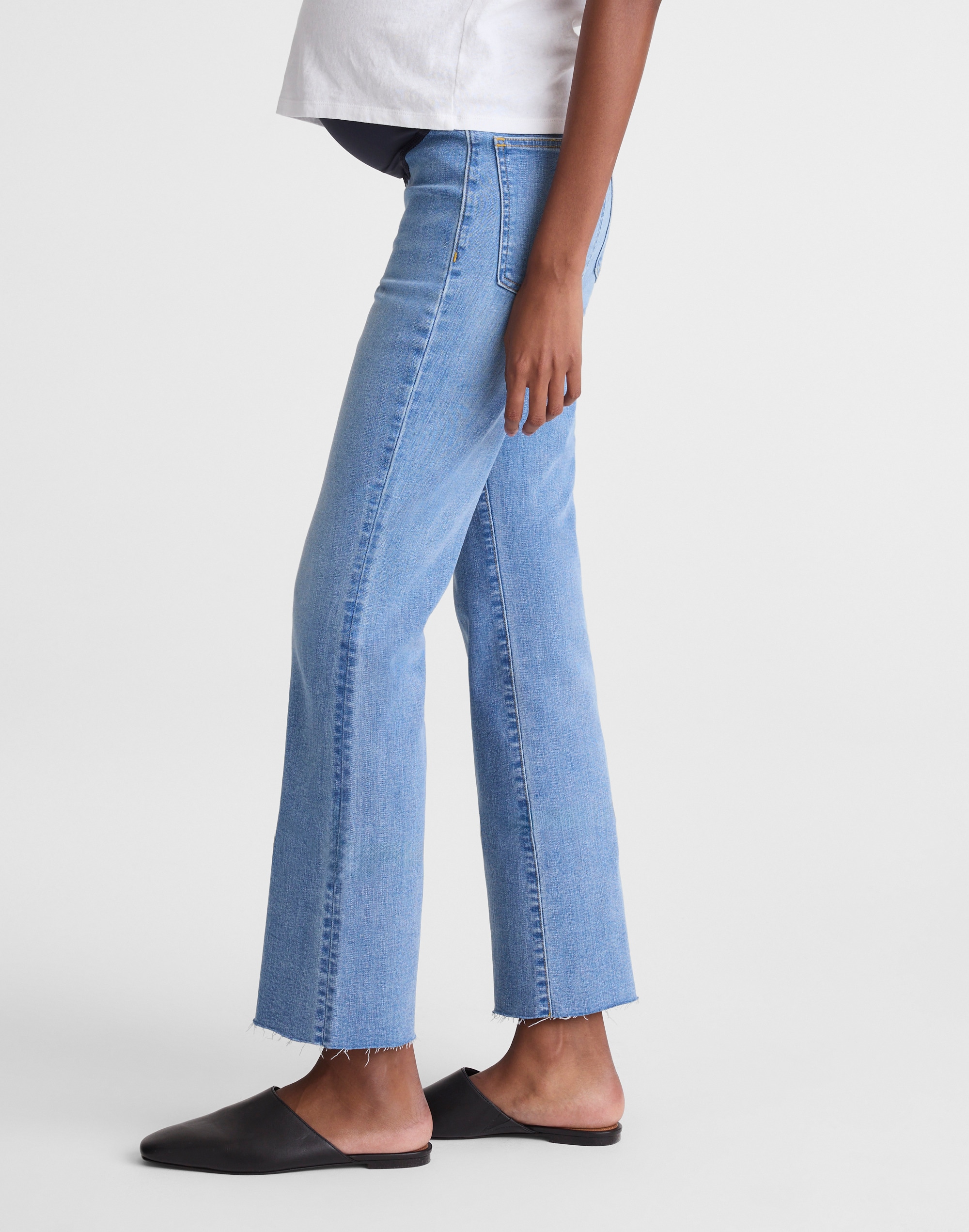 The Maternity Flare Crop Jean in Super Stretch Denim