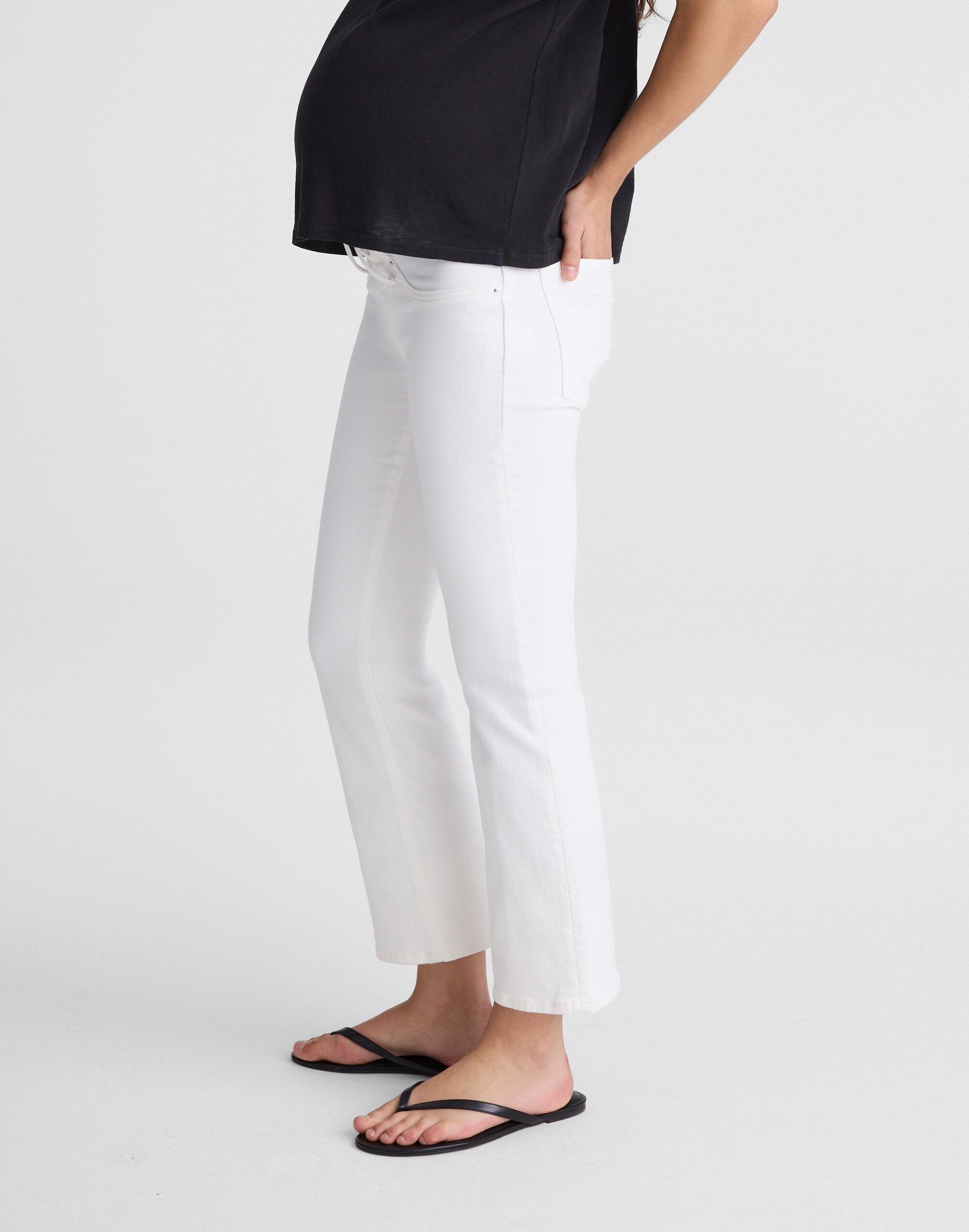 The Maternity Flare Crop Jean in Super Stretch Denim