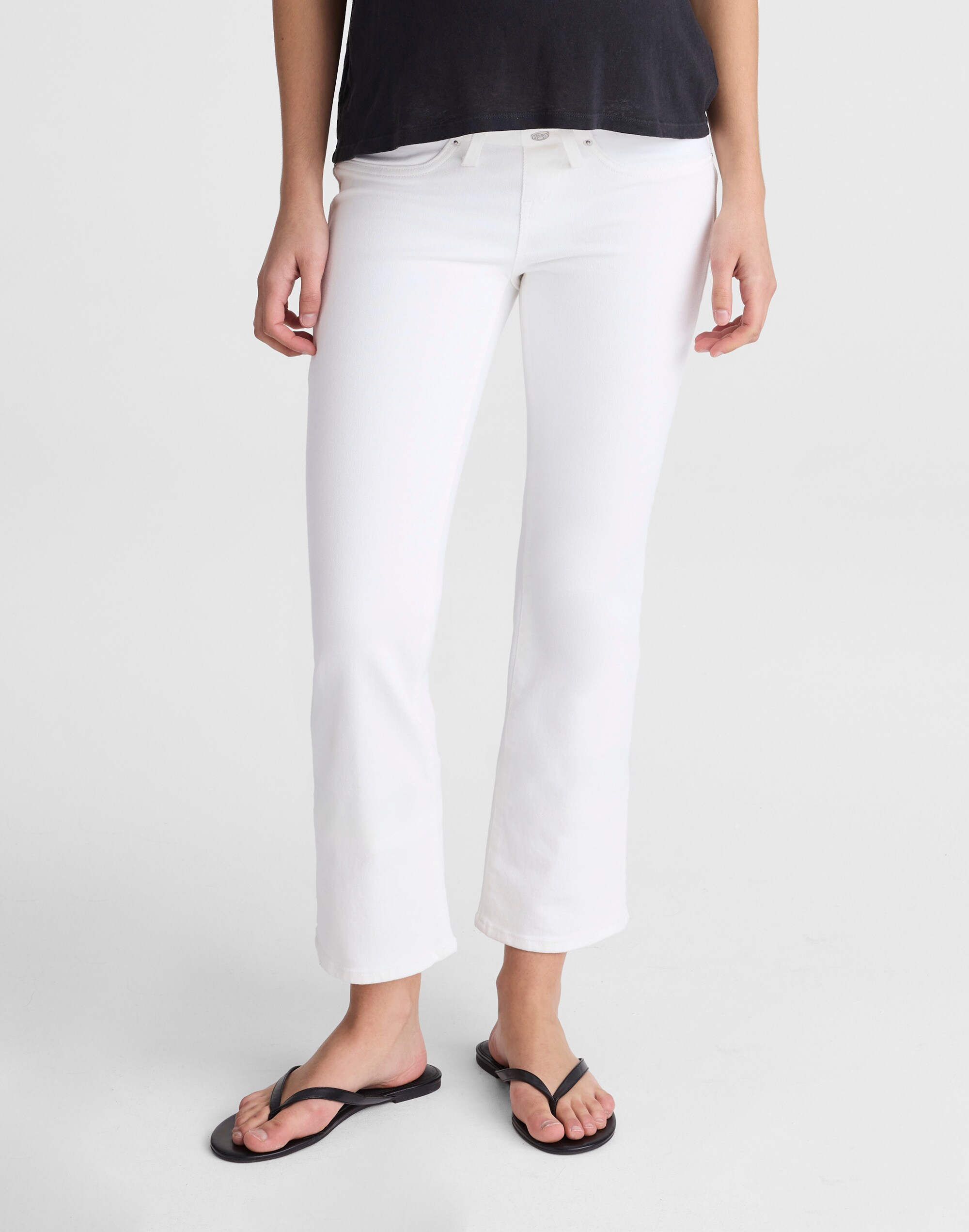 The Maternity Flare Crop Jean in Super Stretch Denim