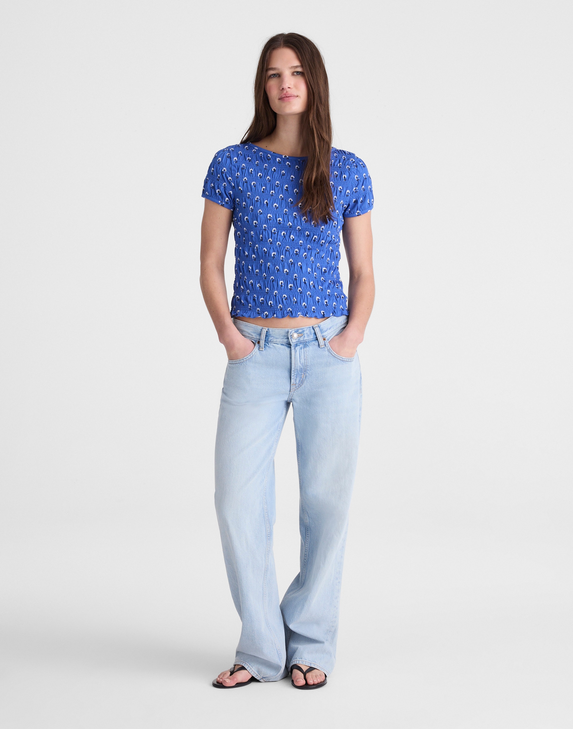 Smocked Short-Sleeve Top