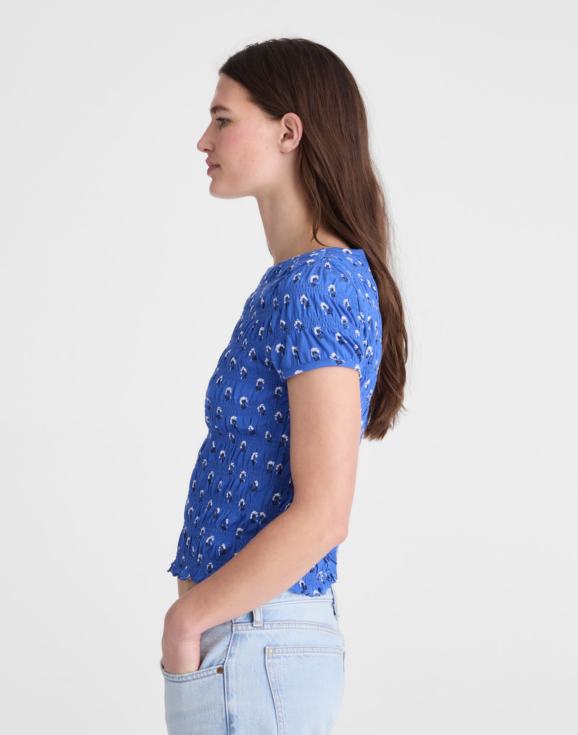 Smocked Short-Sleeve Top