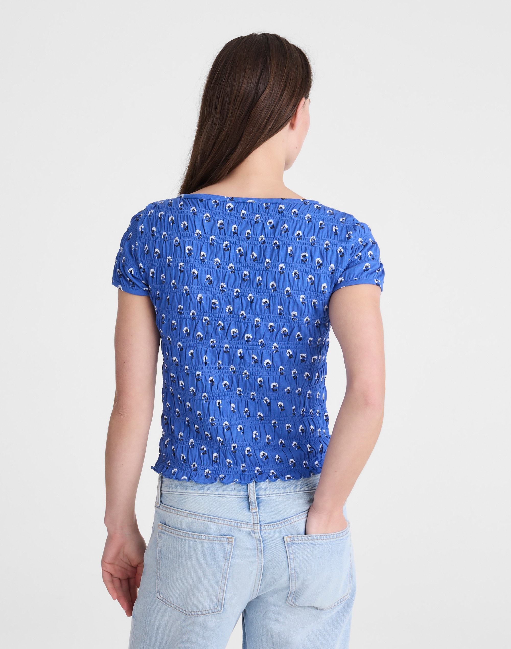 Smocked Short-Sleeve Top