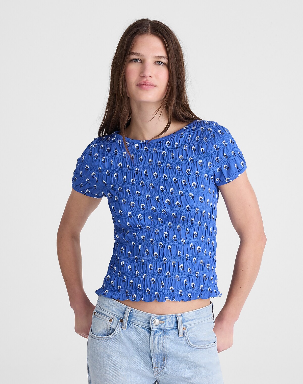 Smocked Short-Sleeve Top
