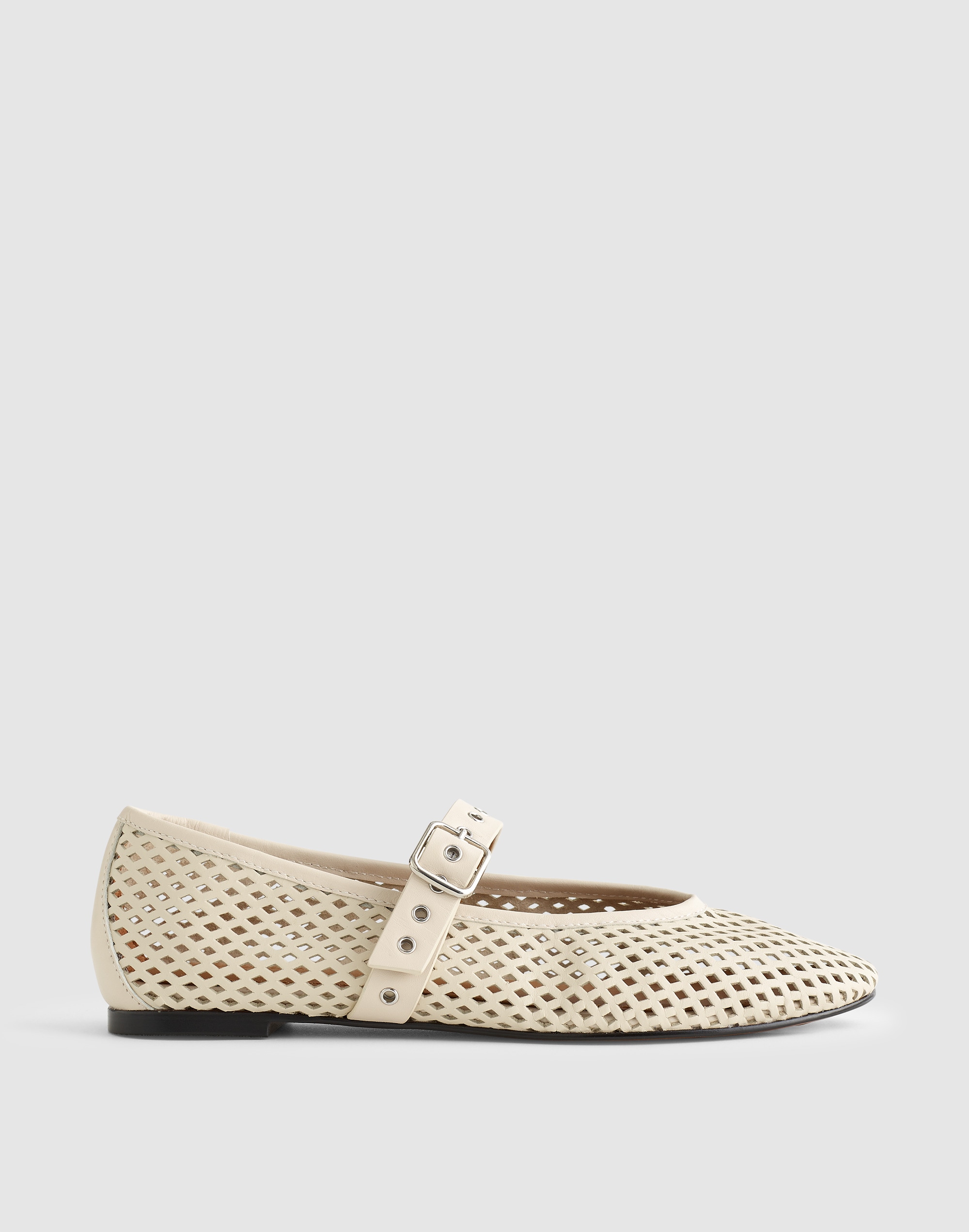 Madewell The Remy Mary Jane Flats In Perforated Leather Vintage Muslin In White
