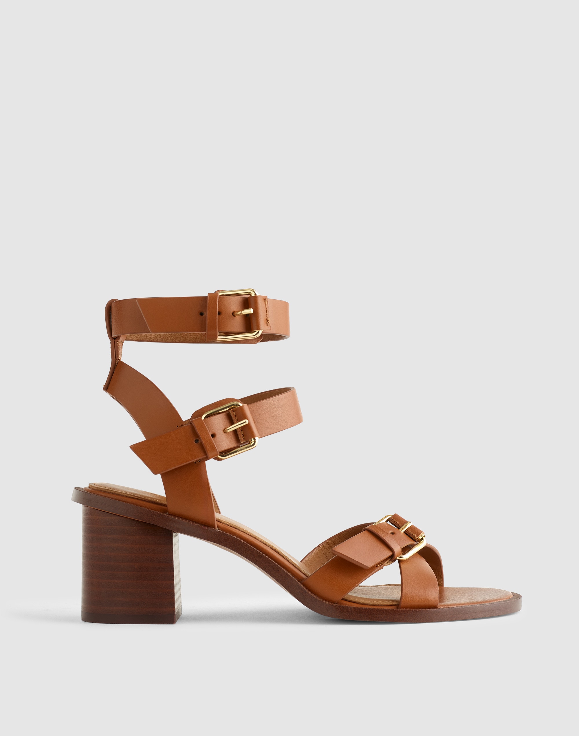 Madewell The Corinna Buckle-strap Heeled Sandal In Brown