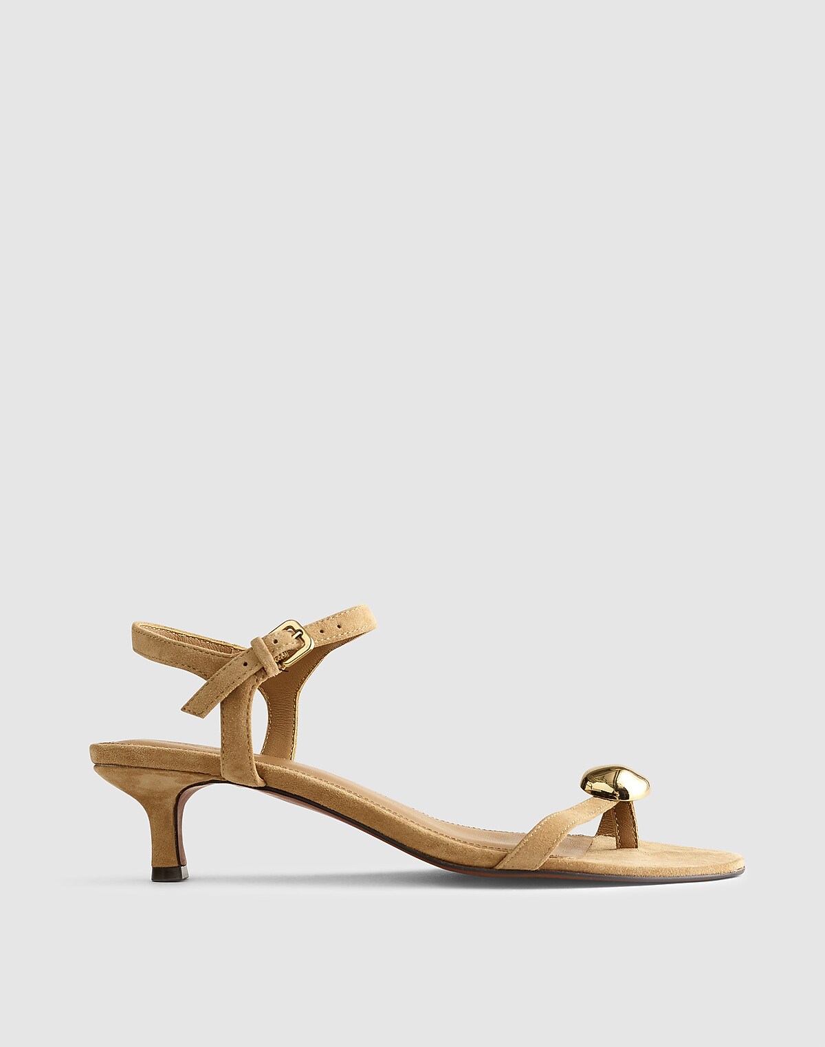 The Mila Sculpted Hardware Thong Sandal in Suede