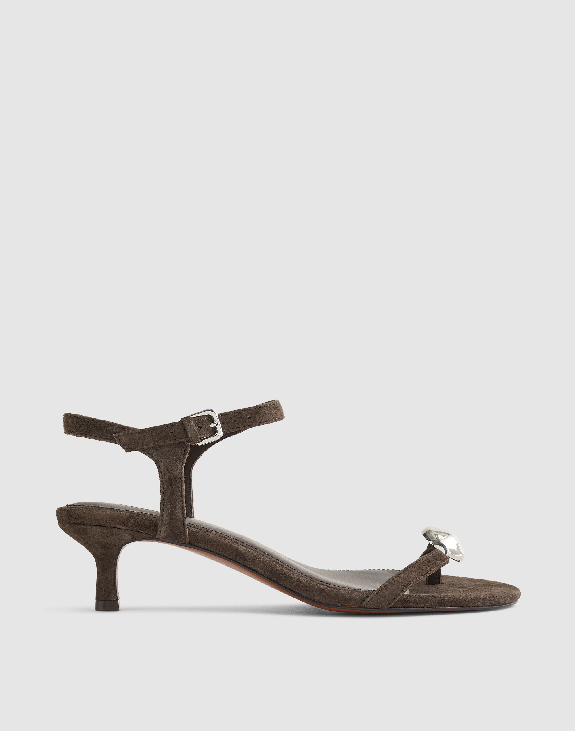 The Mila Organic Hardware Thong Sandal in Suede