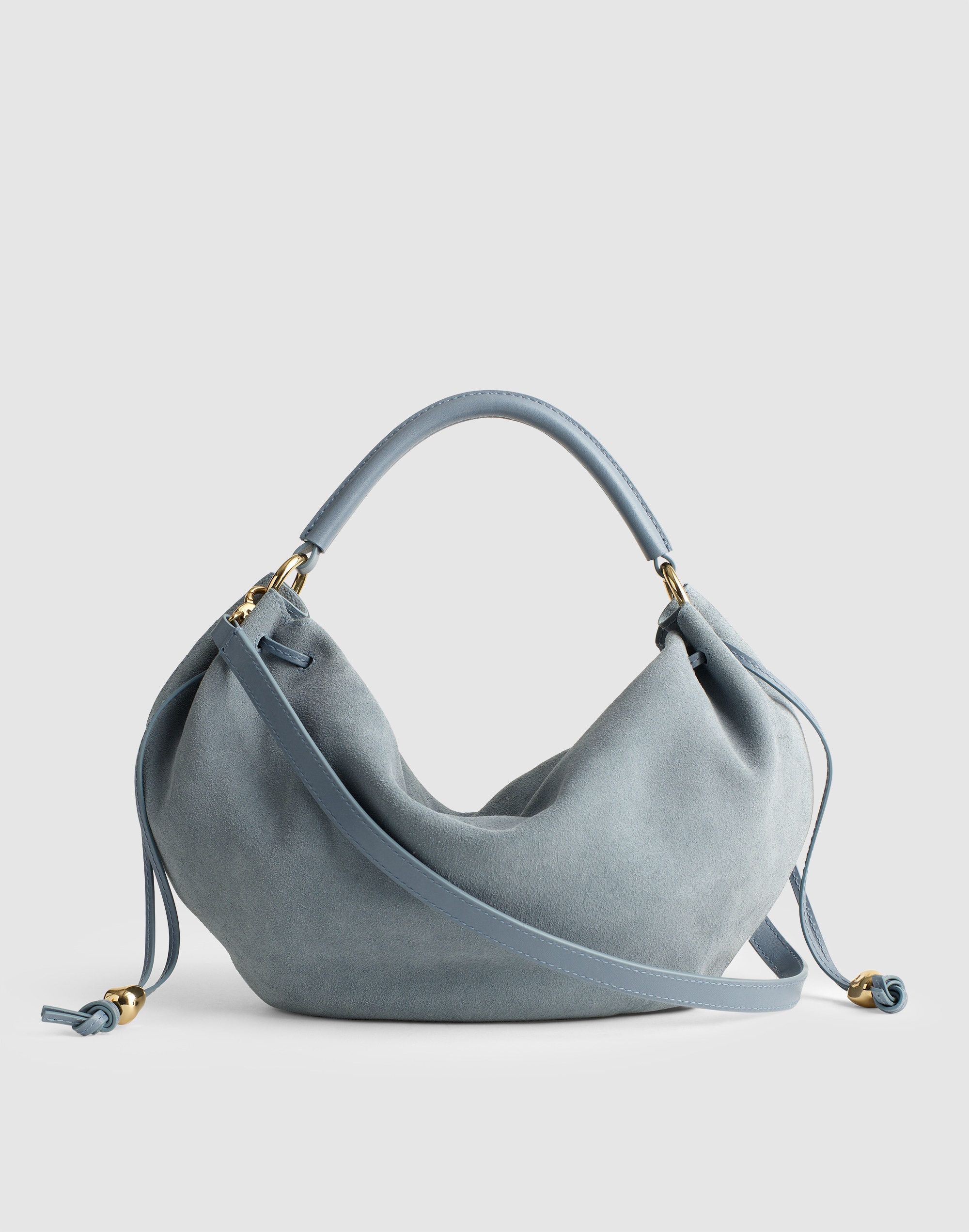the camren gathered shoulder bag in suede
