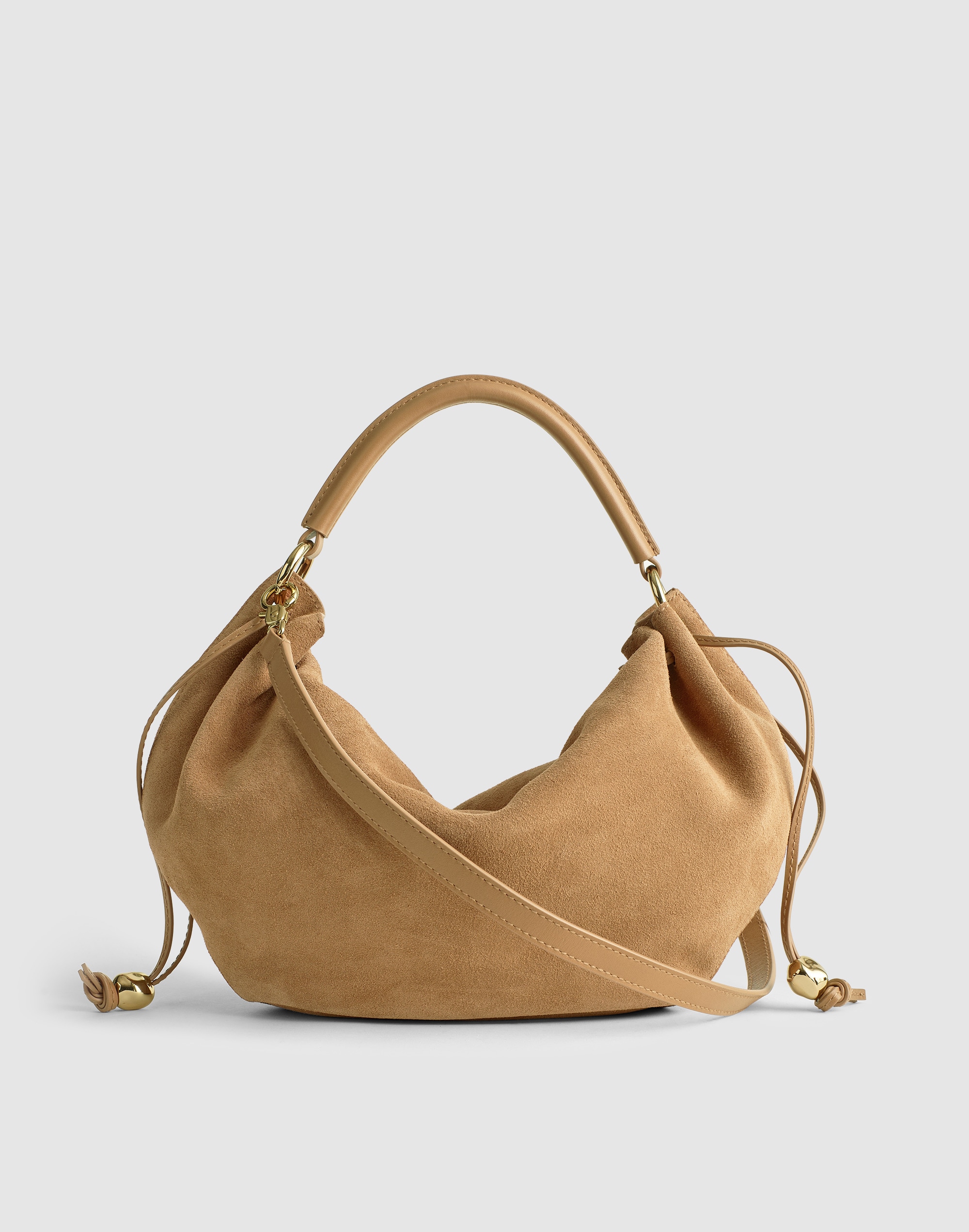 the camren gathered shoulder bag in suede