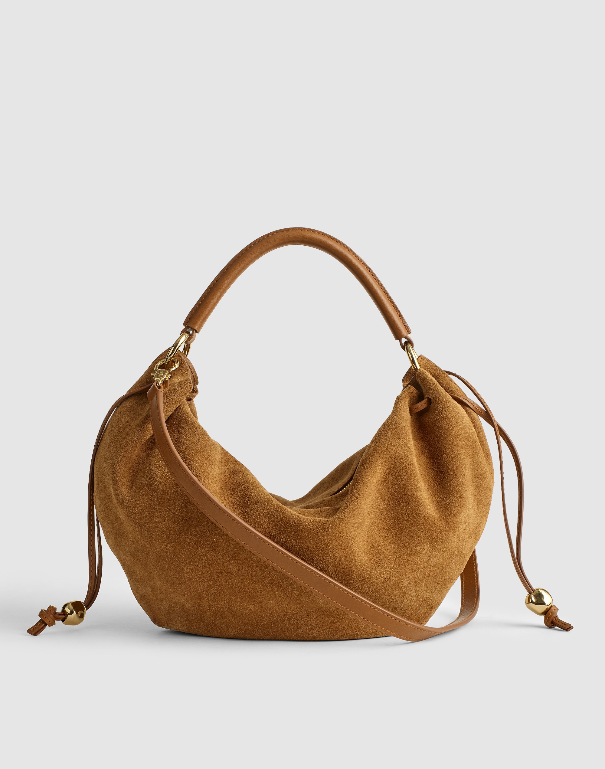 the camren gathered shoulder bag in suede