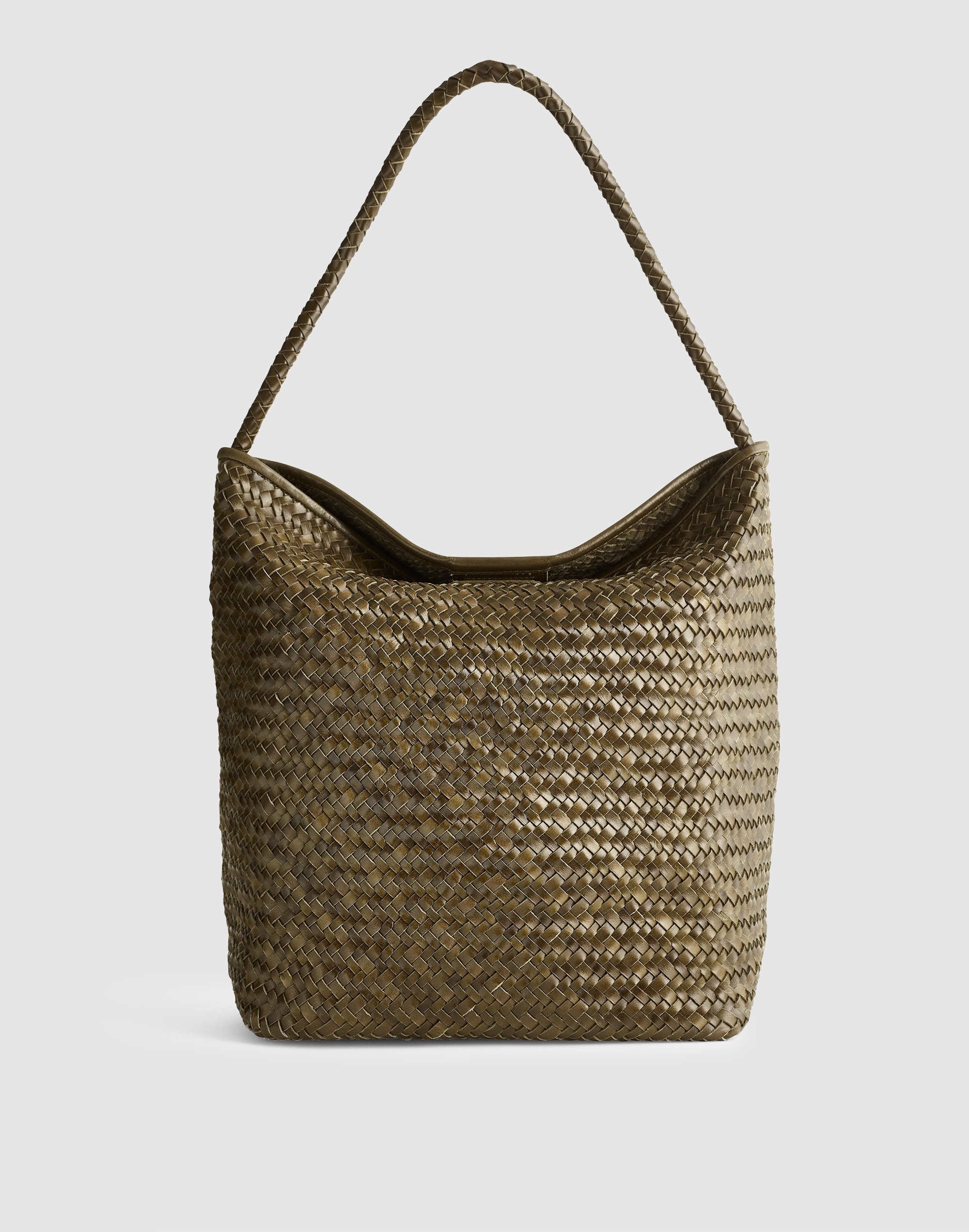 Madewell The Signature Woven Bucket Bag In Green
