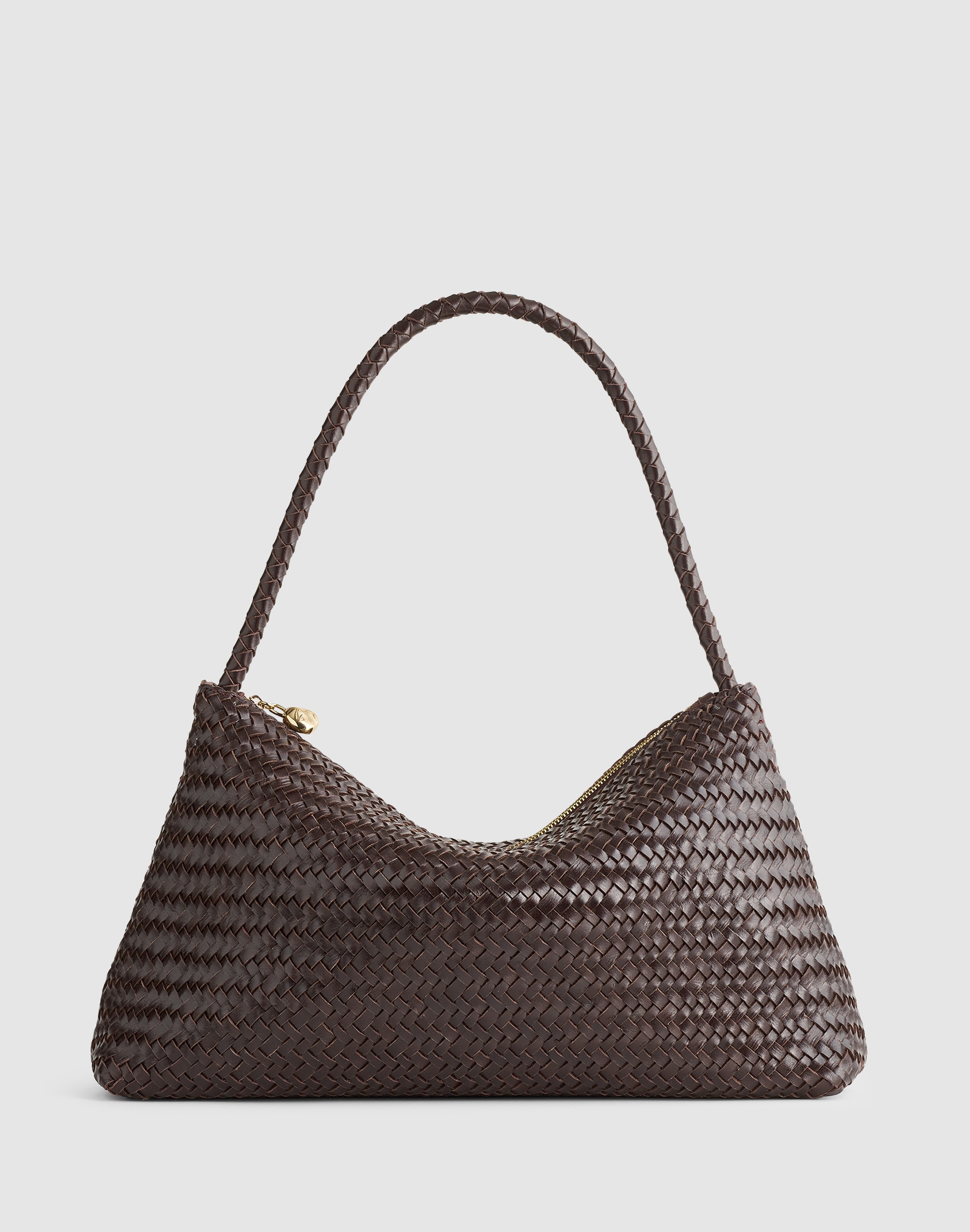 the signature woven zip top shoulder bag