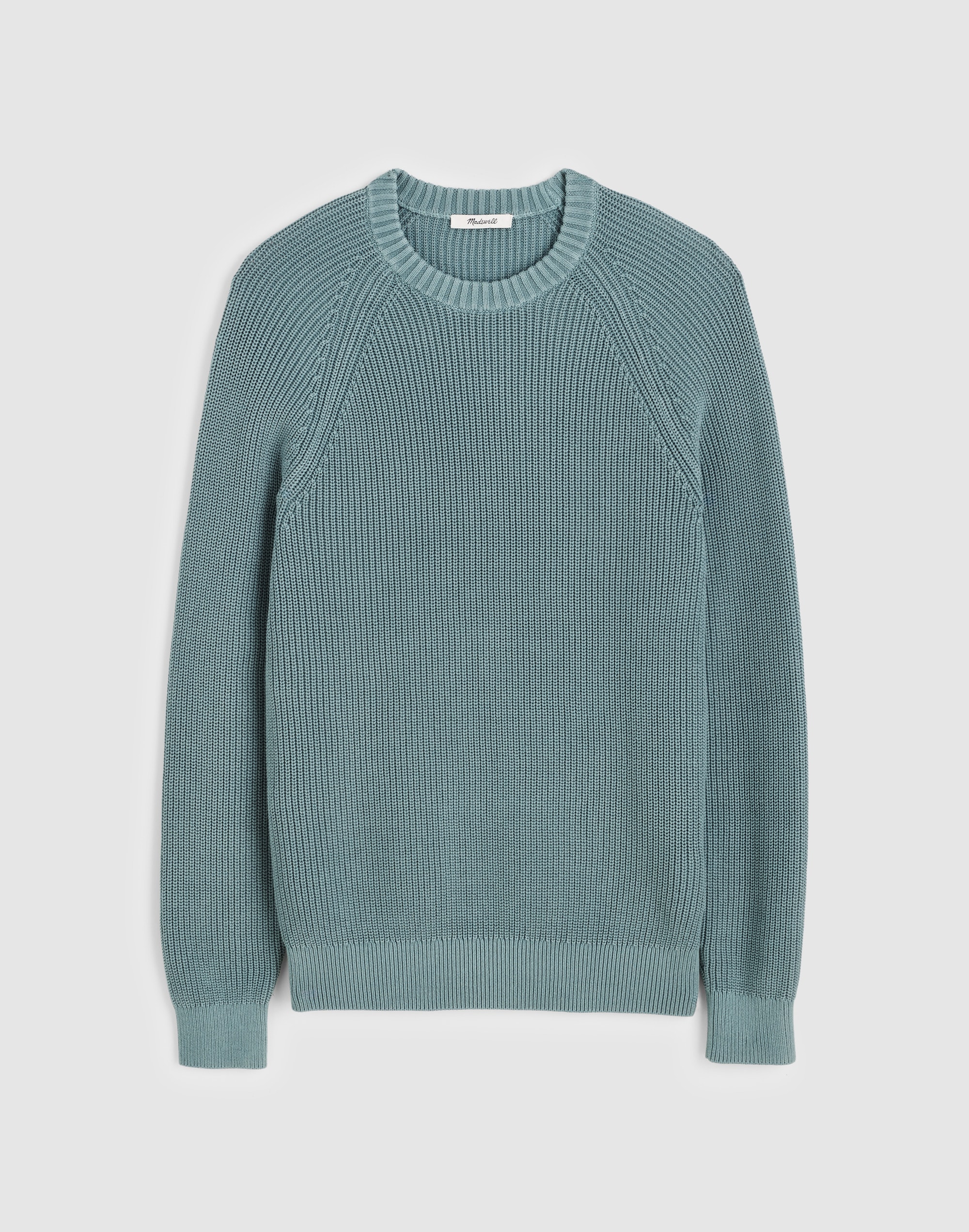 Cotton Shaker-Stitch Crewneck Sweater