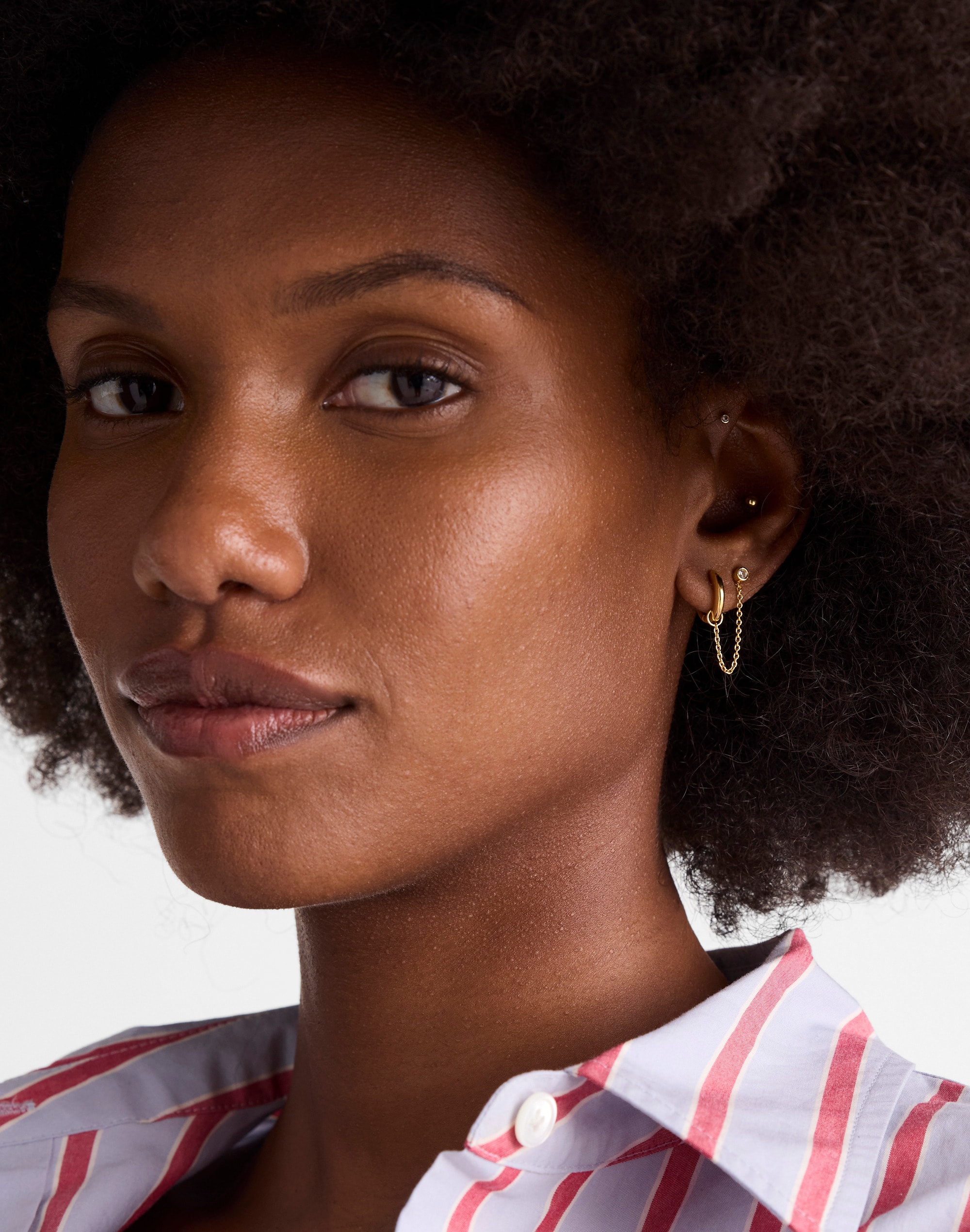 Demi-Fine Chain Huggie Hoop Earrings