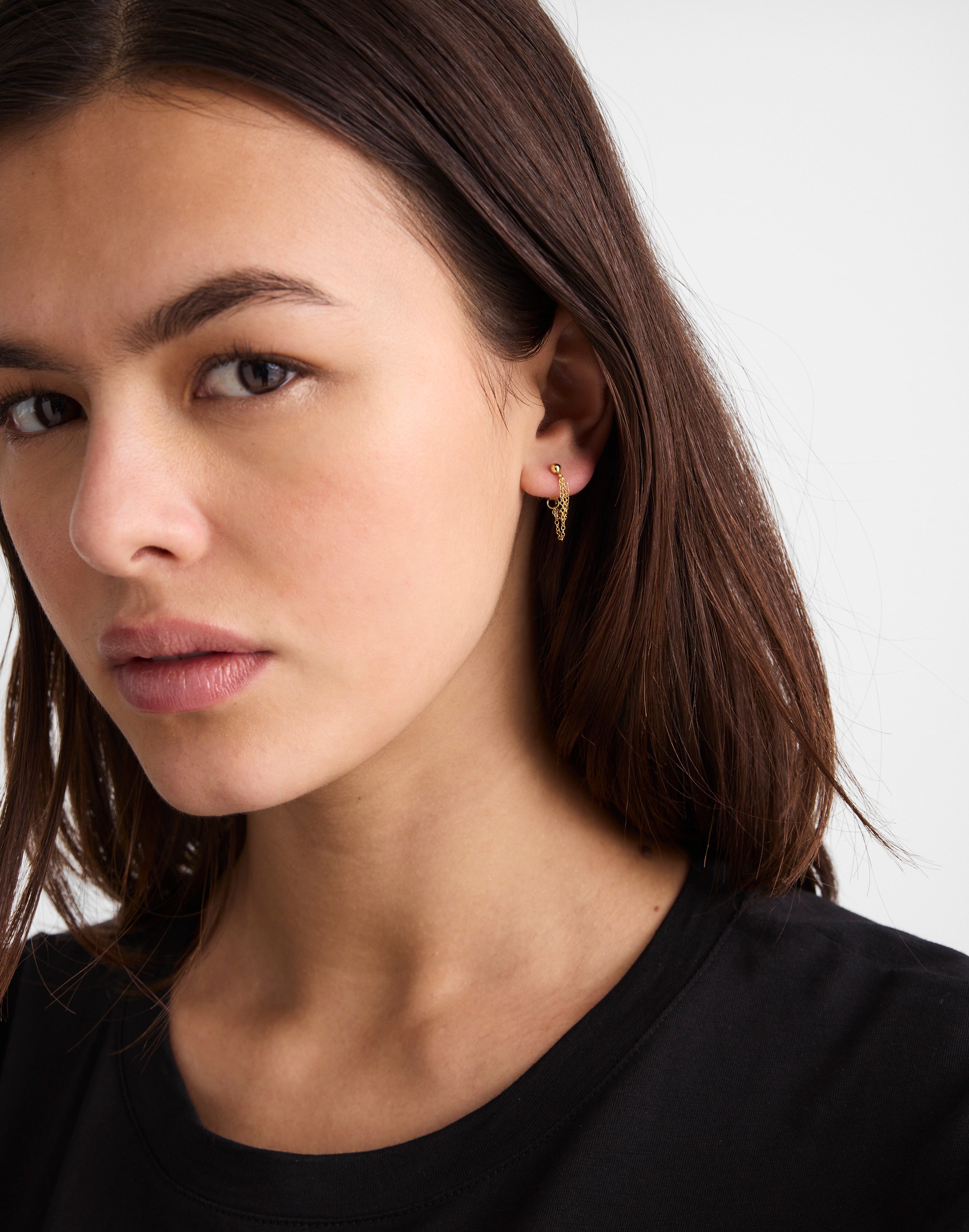 Demi-Fine Triple-Chain Stud Earrings