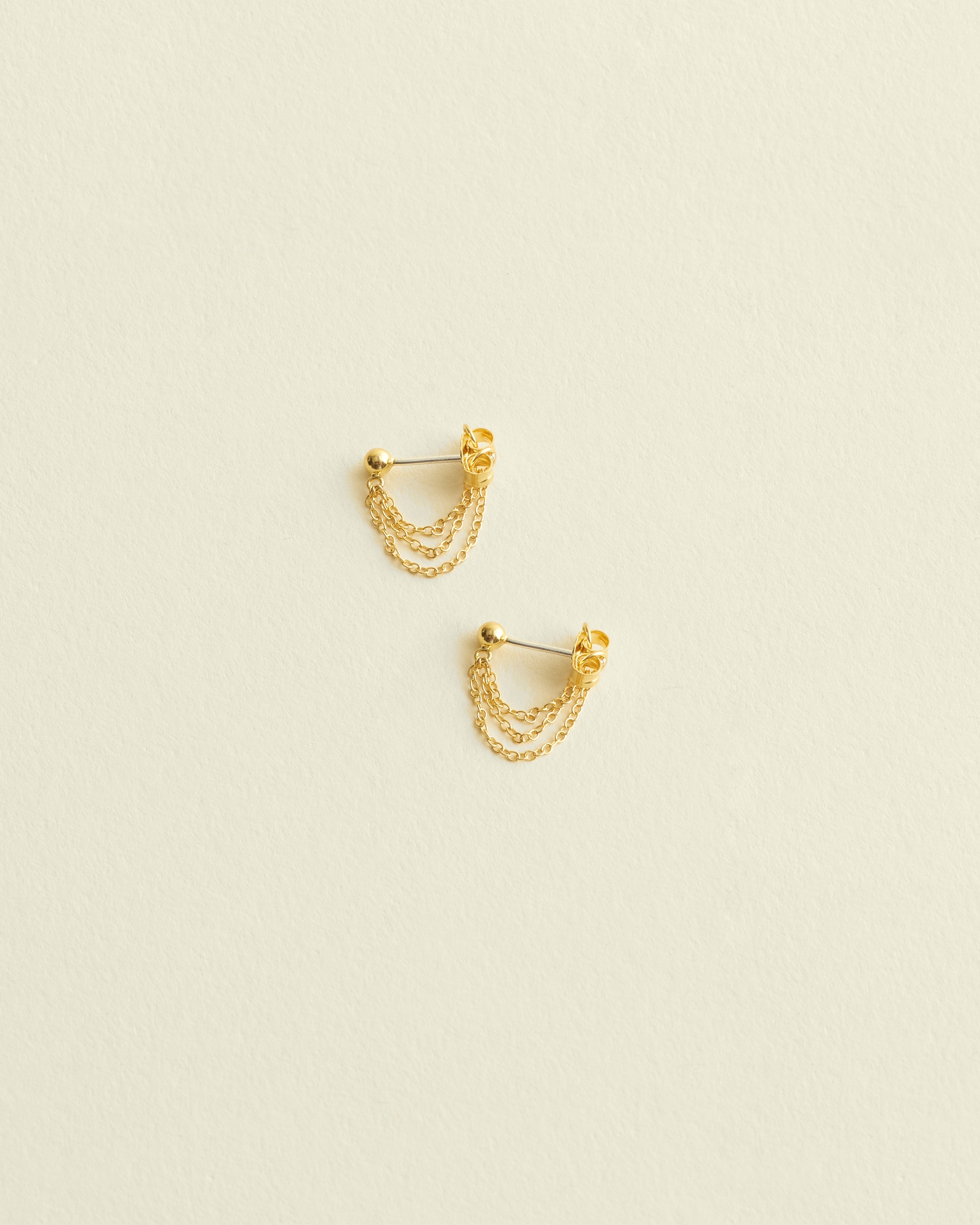 Demi-Fine Triple-Chain Stud Earrings