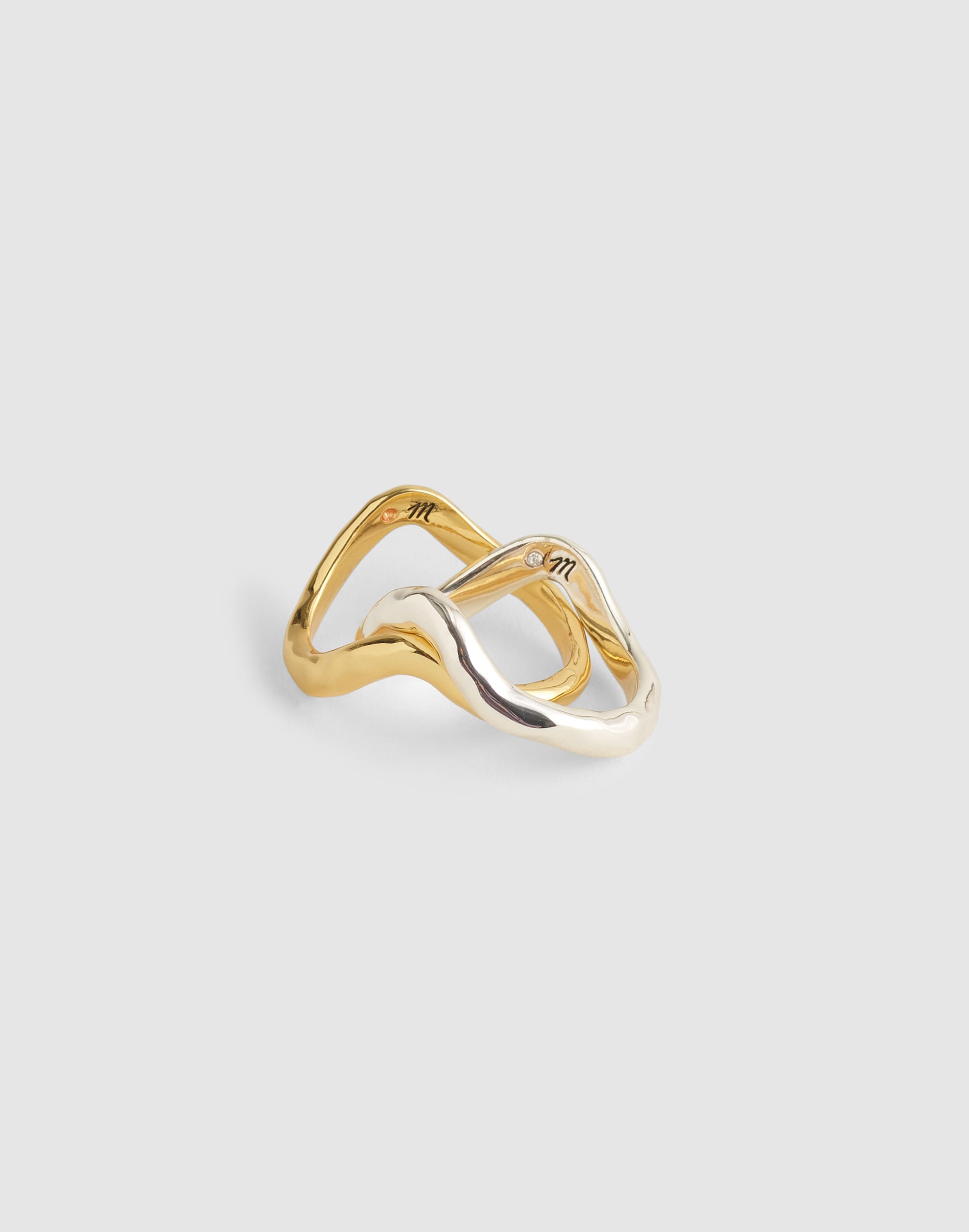 Madewell Hammered Sculptural Stacking Ring Set In Gold