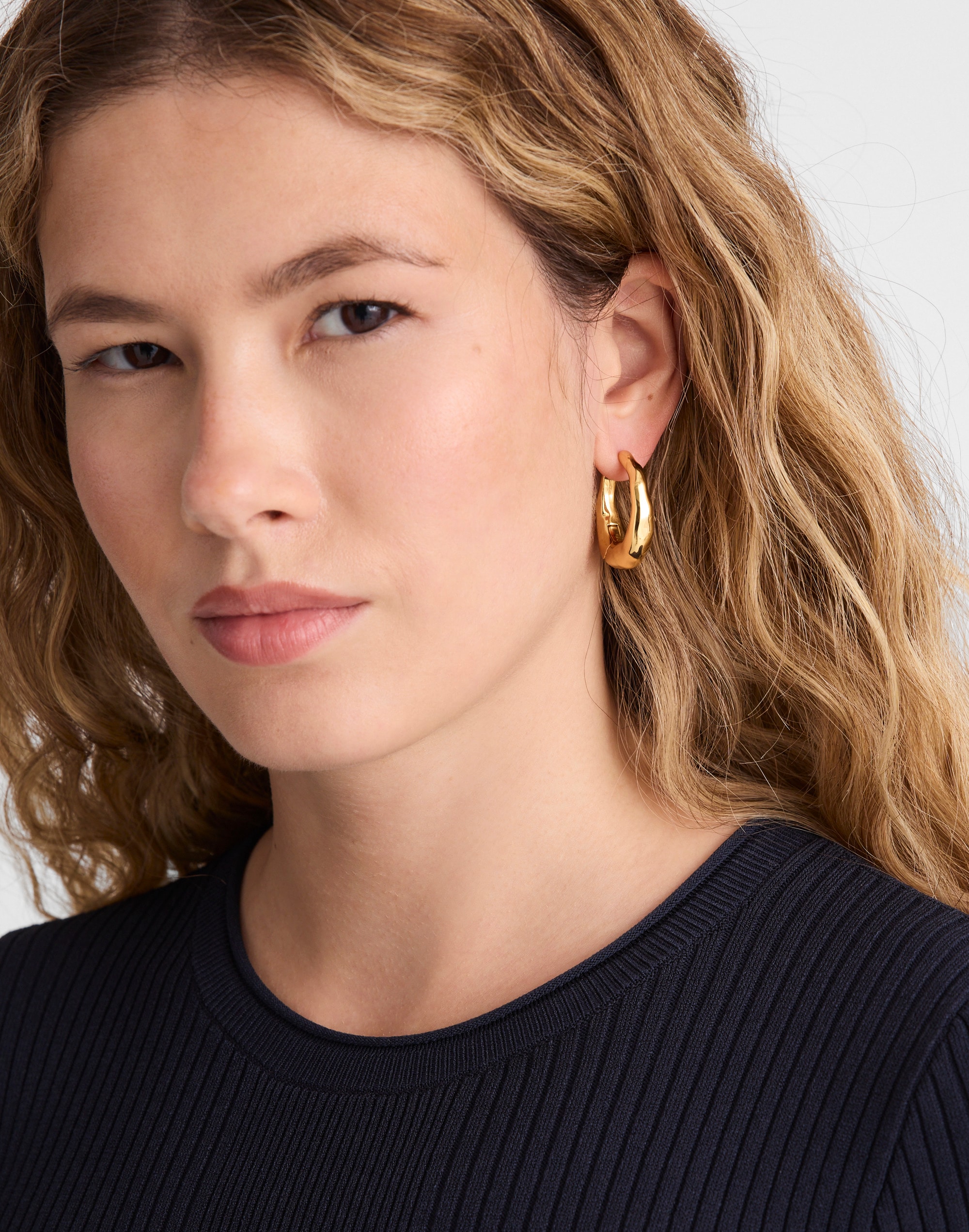 Hammered Puffy Huggie Hoop Earrings