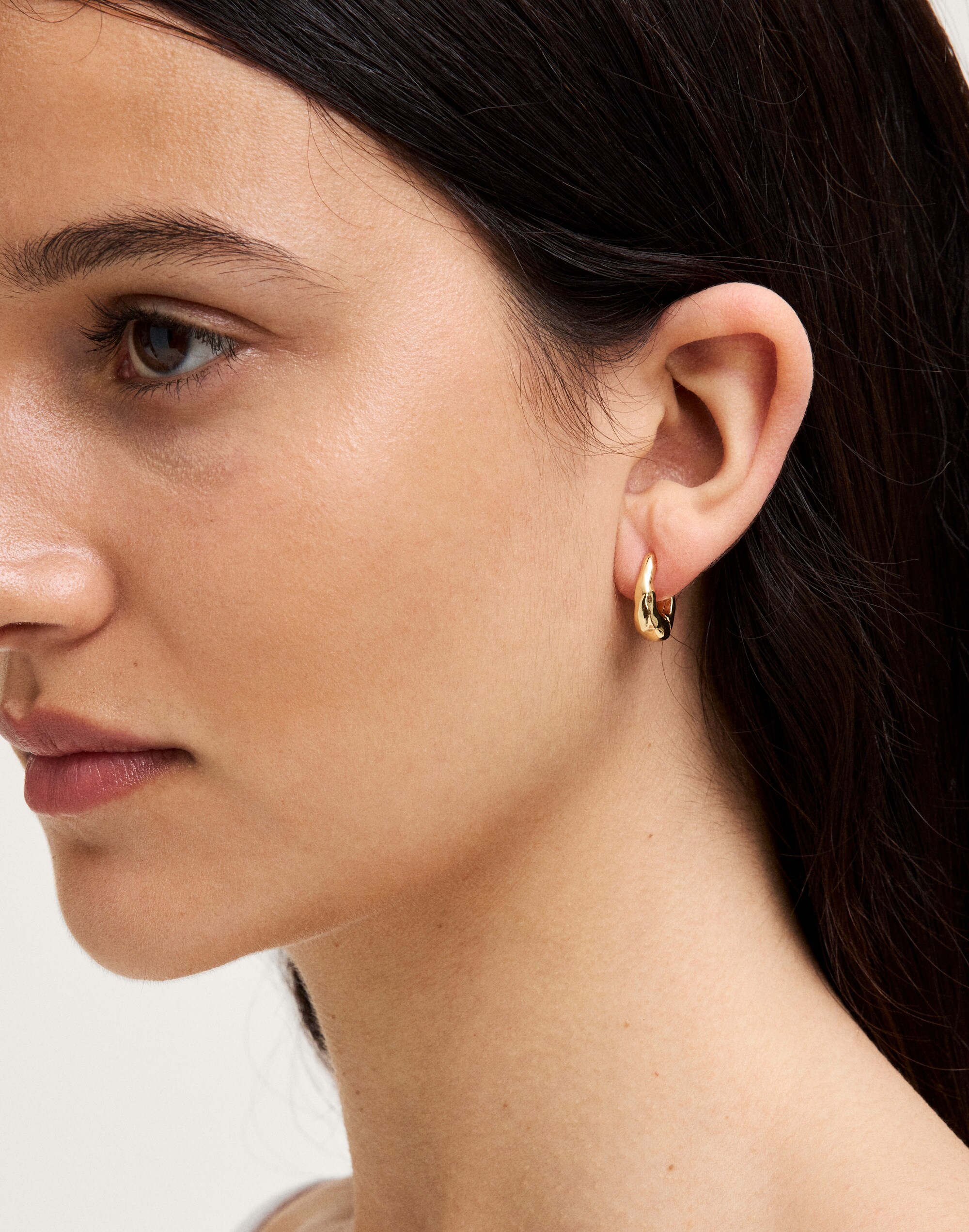 Hammered Puffy Huggie Hoop Earrings