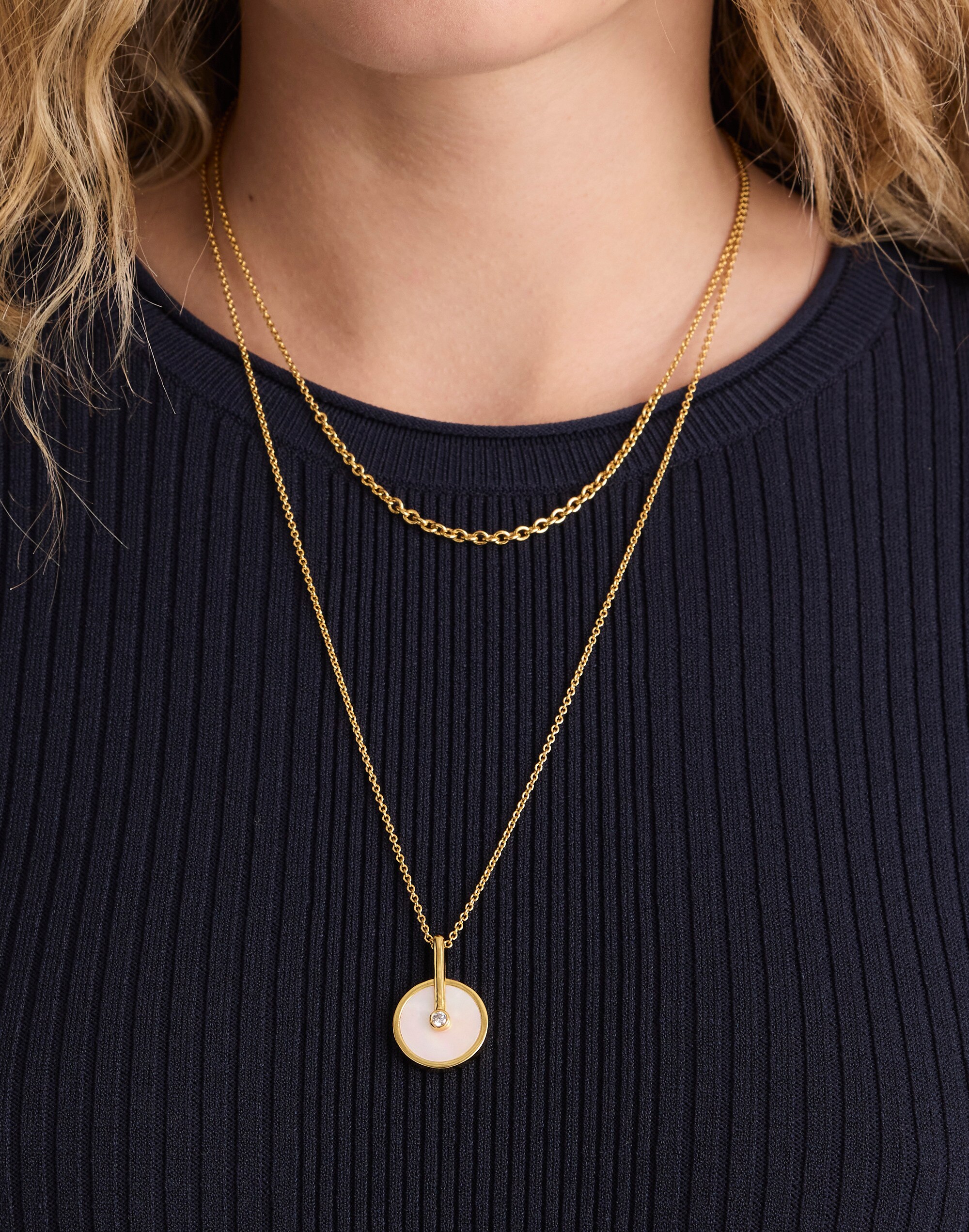 Two-Pack Stone Inlay Coin Necklace Set