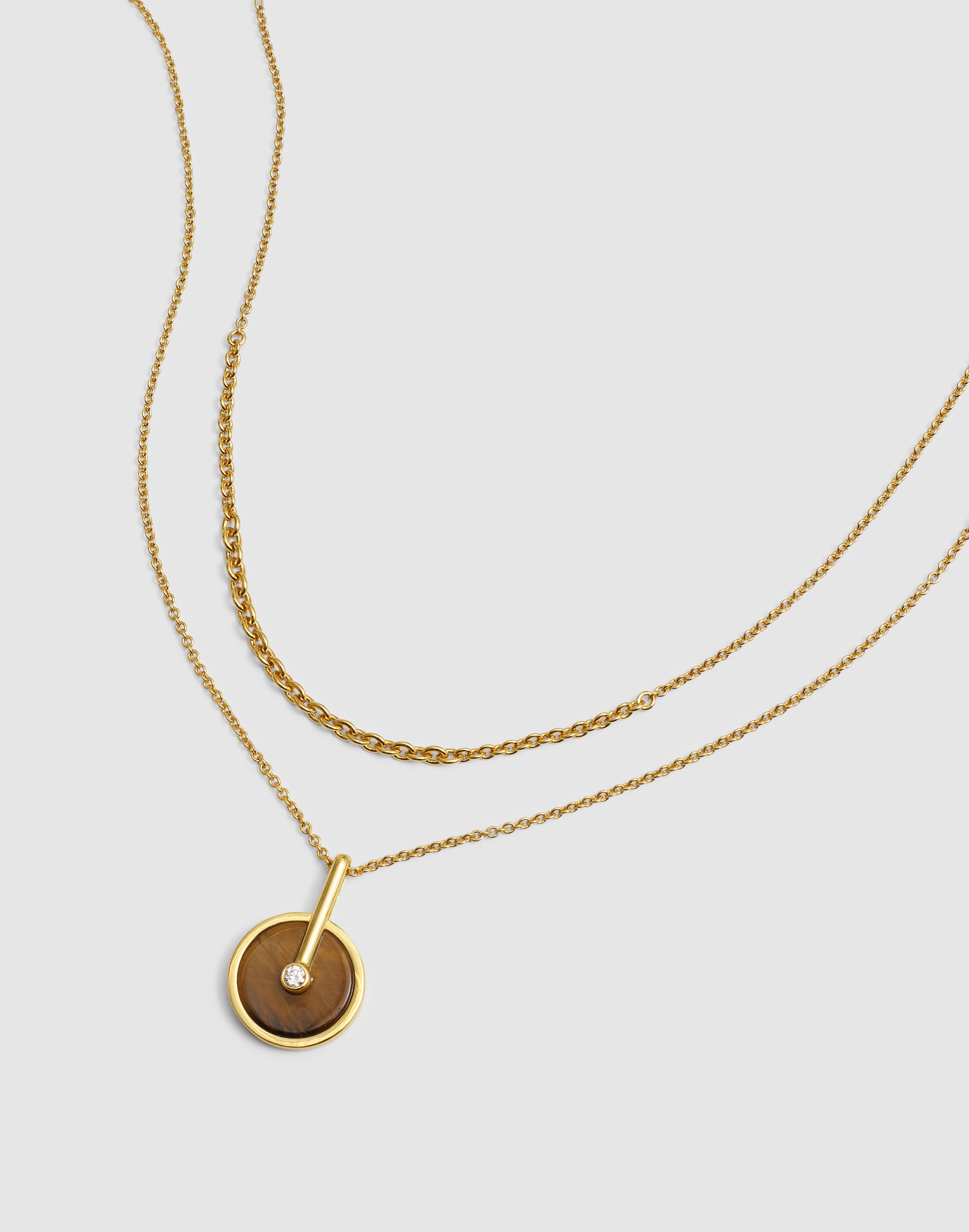 two-pack stone inlay coin necklace set