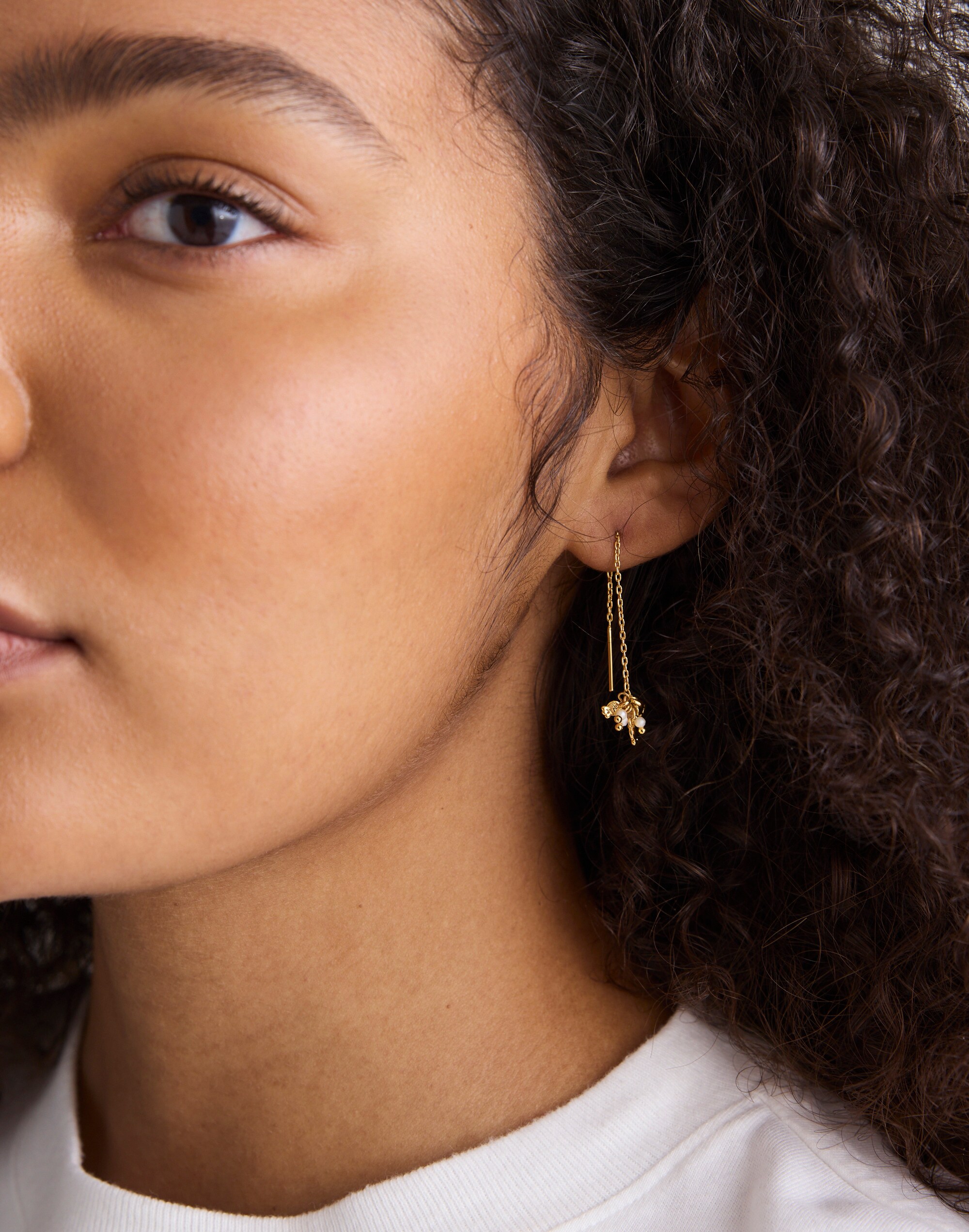 Freshwater Pearl Cluster Threader Earrings