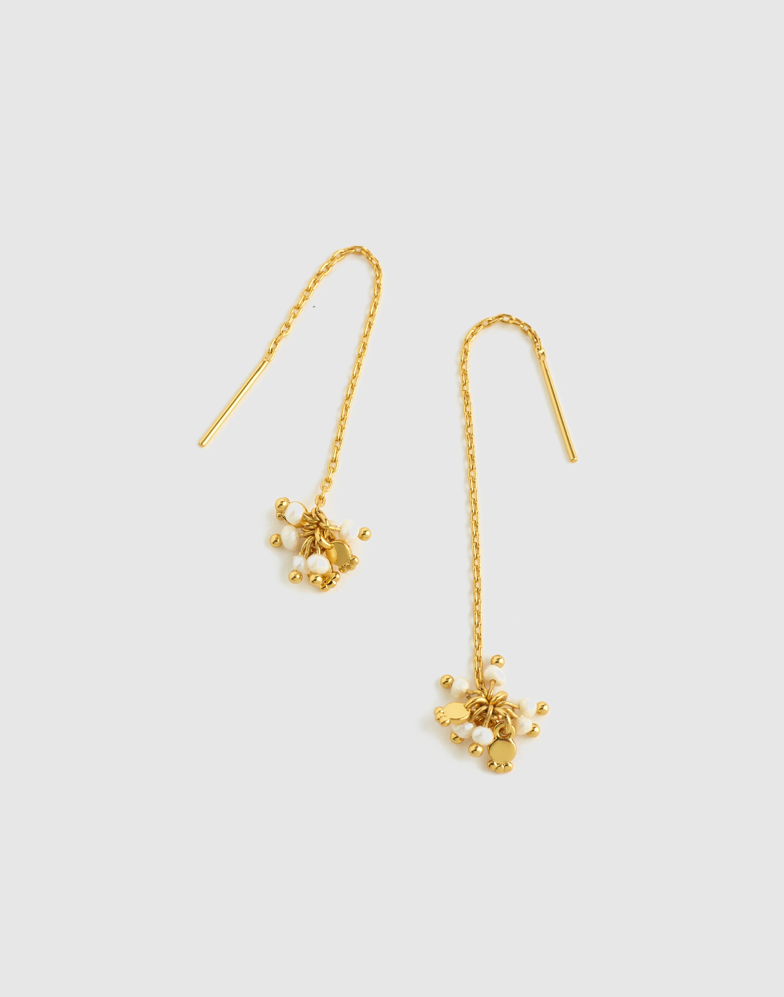 freshwater pearl cluster threader earrings