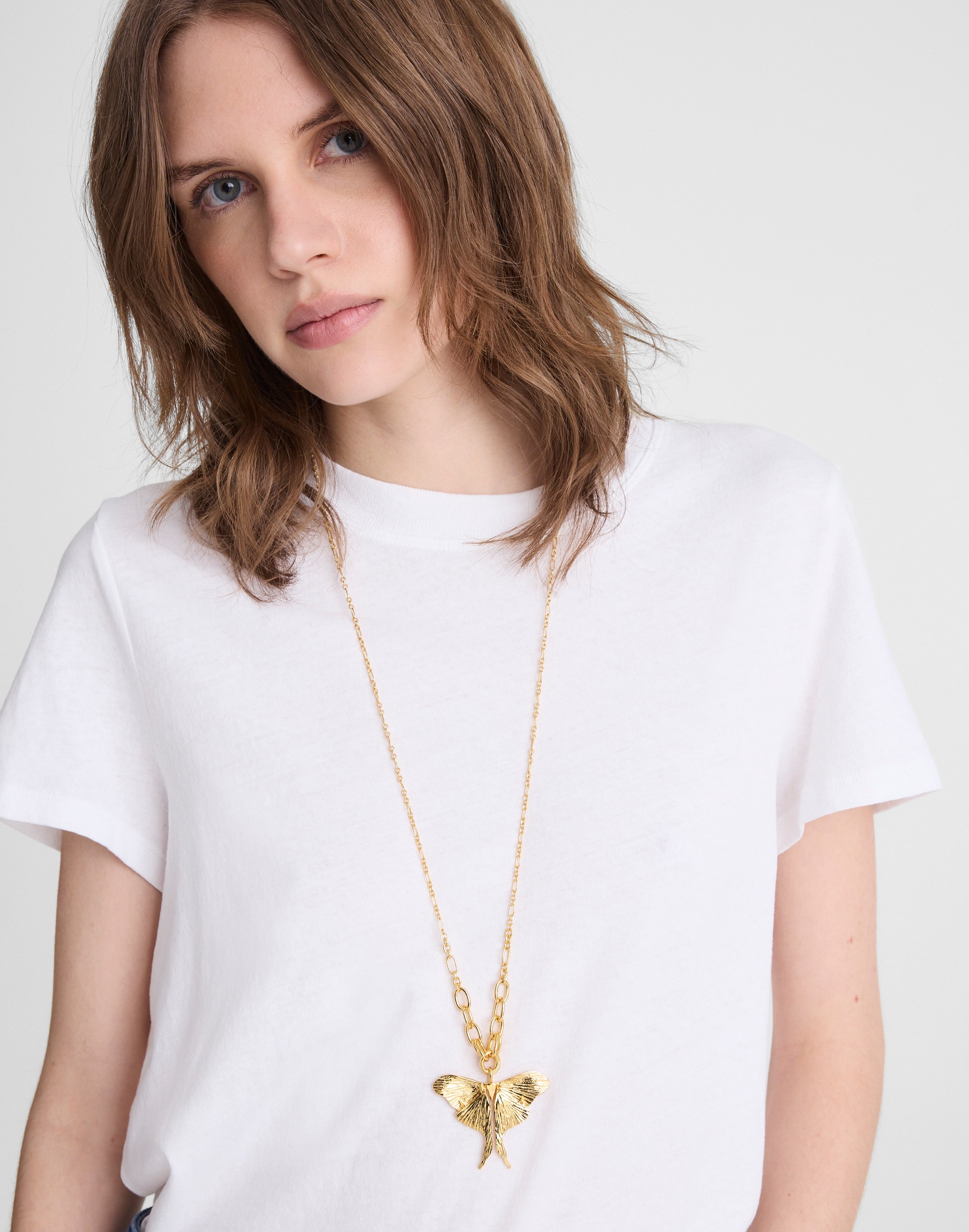 Moth Pendant Graduated Chain Necklace