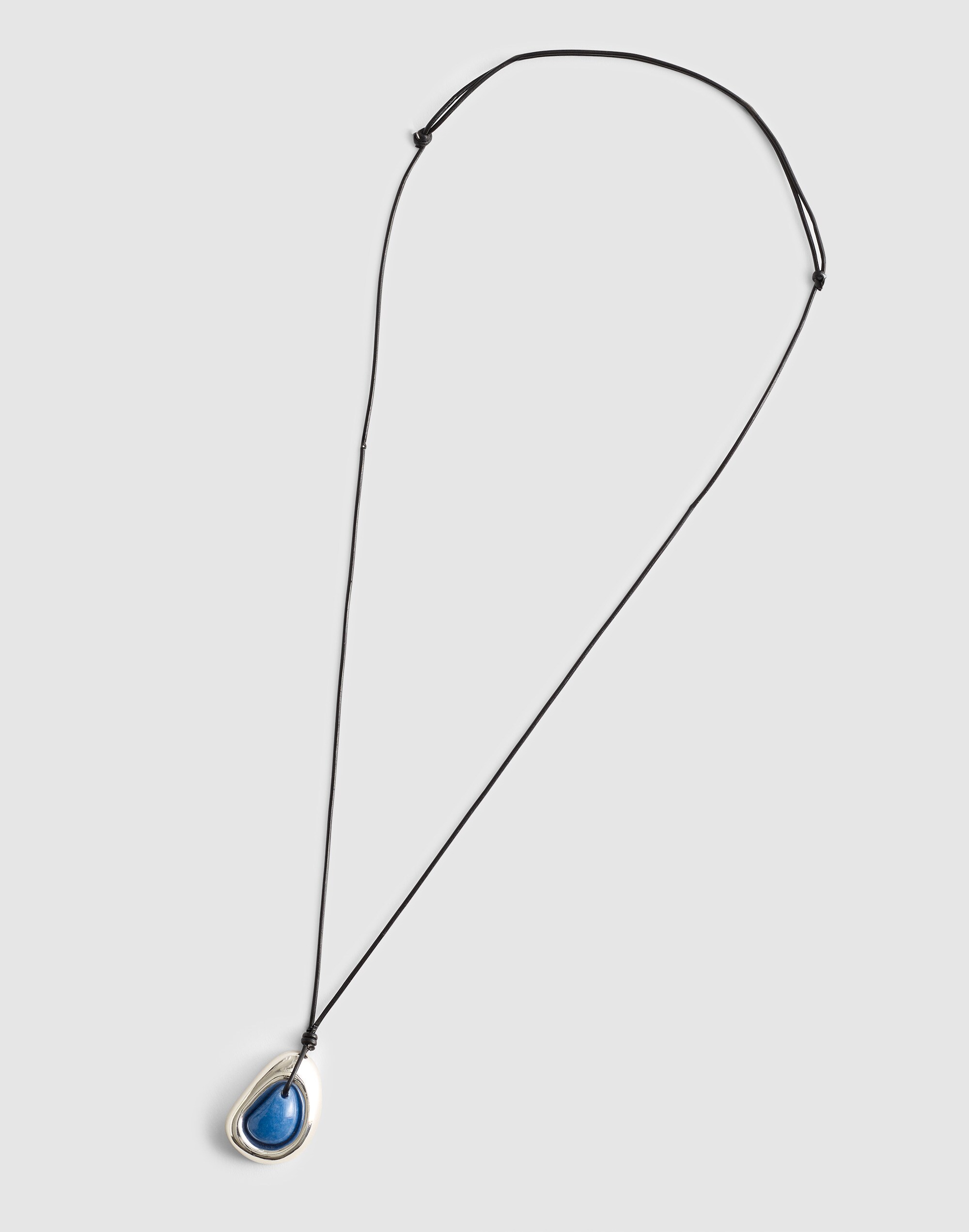 Semiprecious Sculptural Pendant Cord Necklace